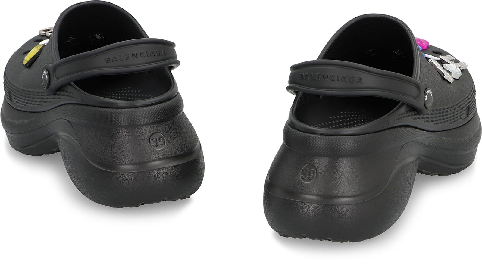 Balenciaga Embellished Rubber Croc Mules in Black | Lyst