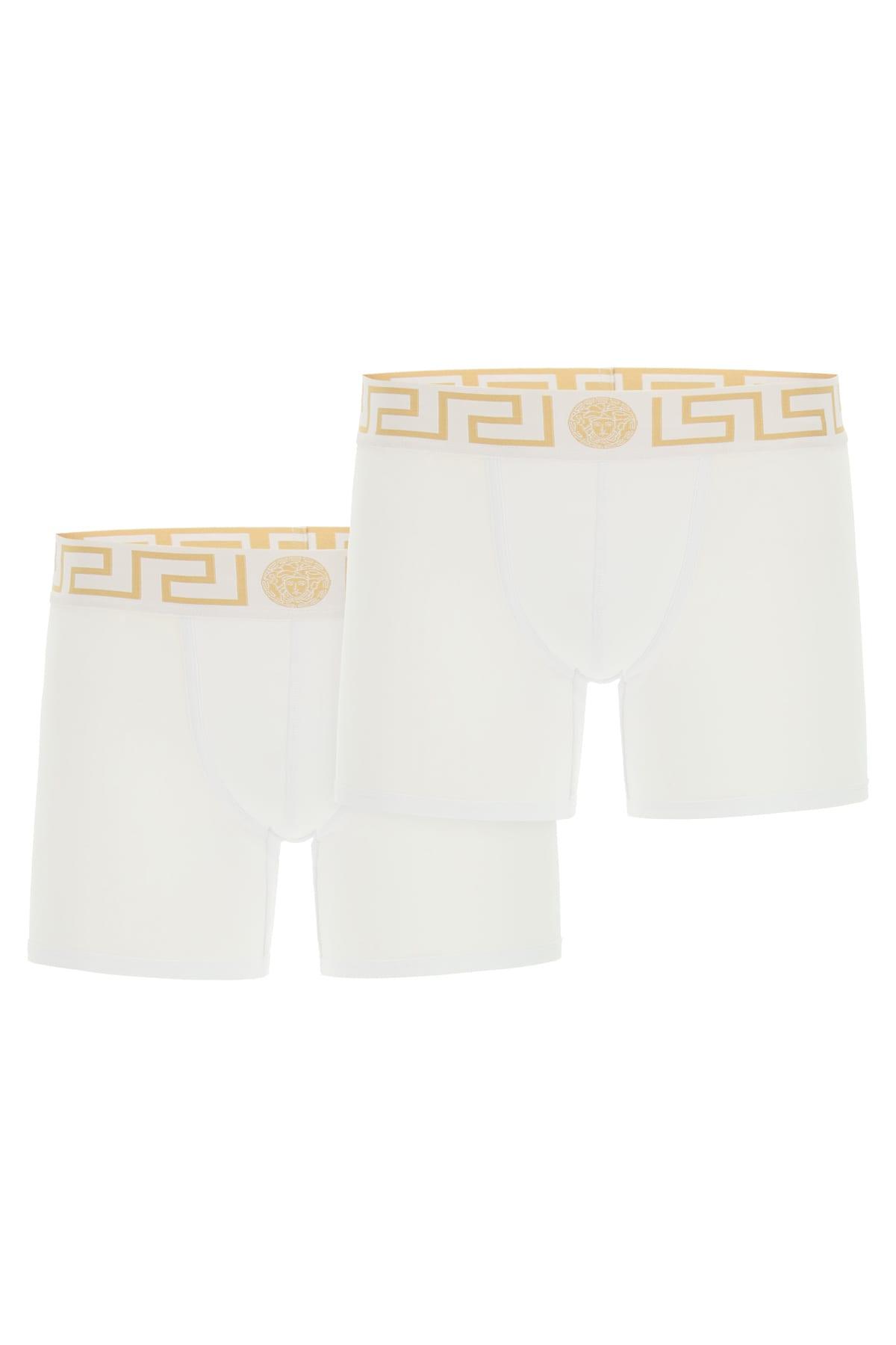 Versace Bi-pack Underwear Greca Border Trunks in White for Men