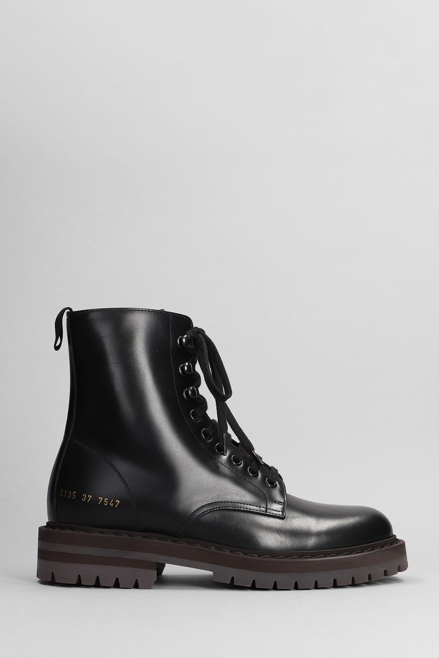 Common Projects Combat Boots In Black Leather Lyst UK