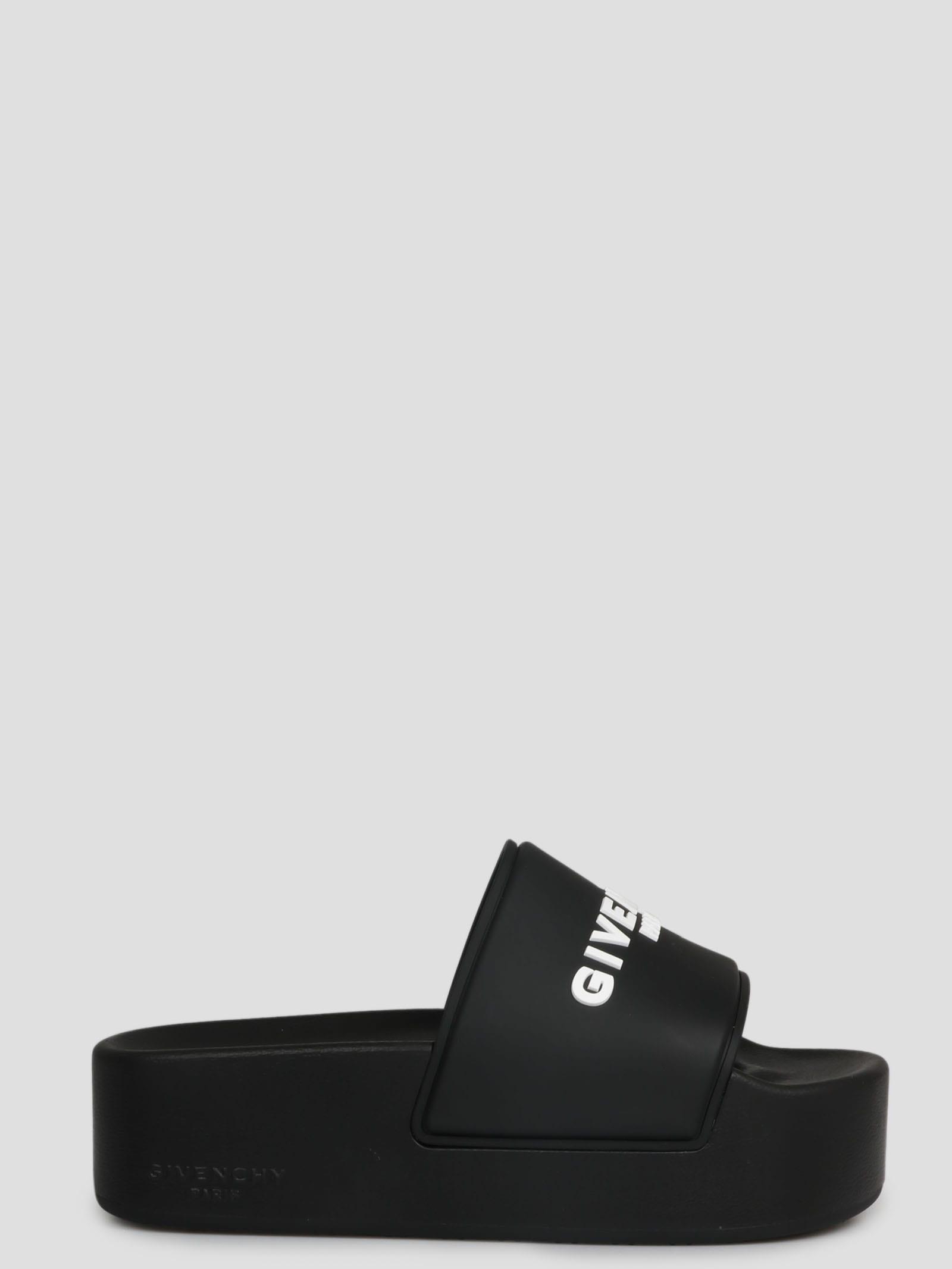 Givenchy Logo Plat Slide Sandals in Black | Lyst