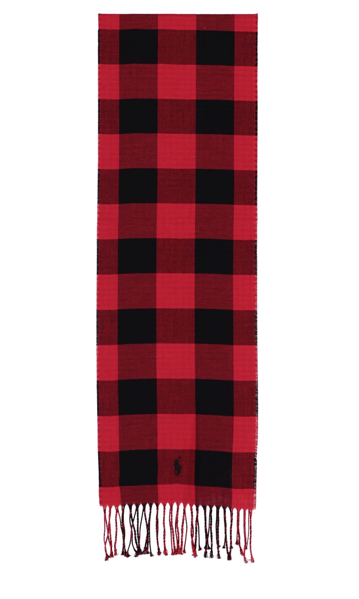 Polo Ralph Lauren Checked Fringed Scarf in Red for Men | Lyst