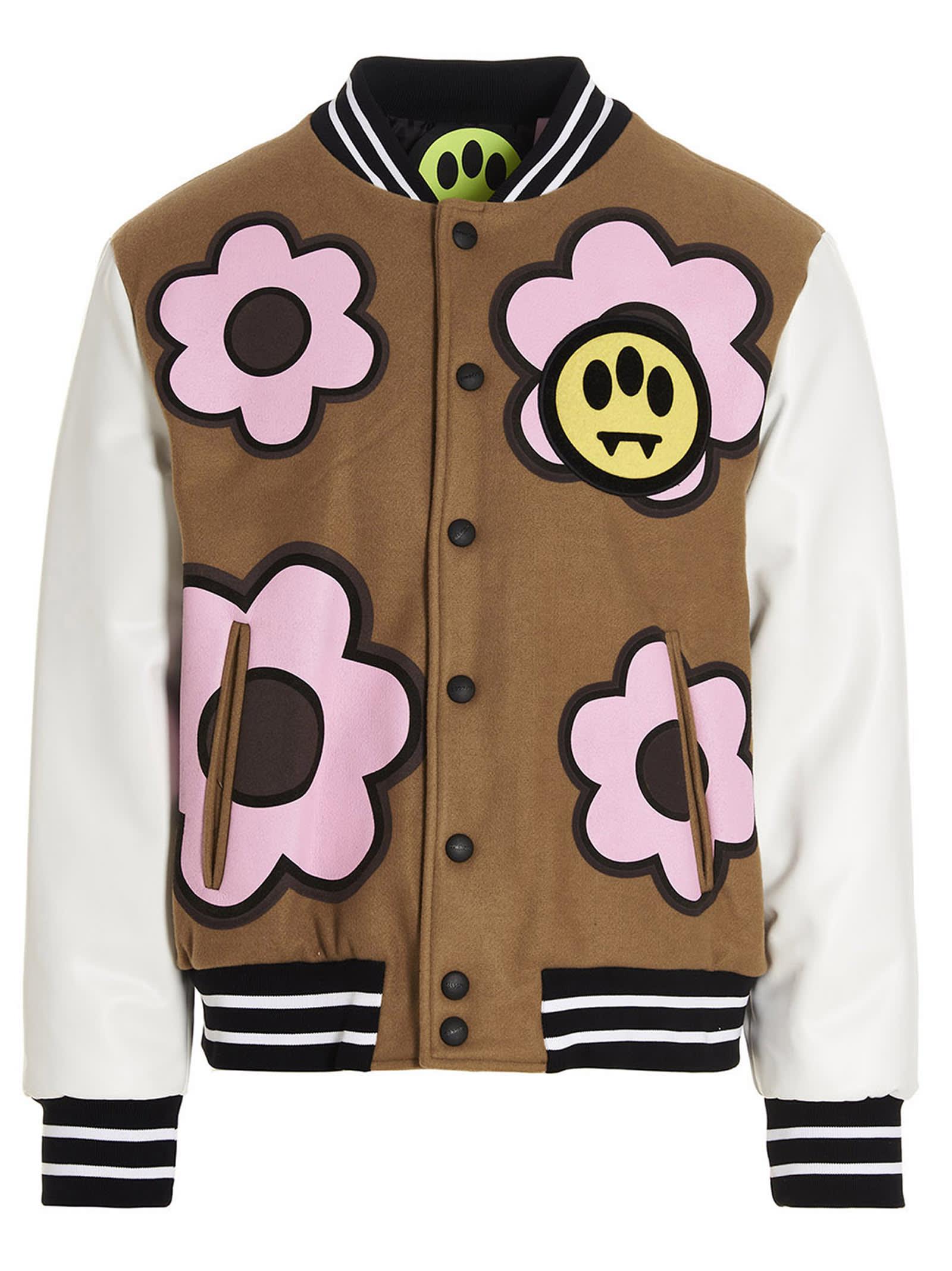 BARROW tonal-appliqué varsity jacket - Pink