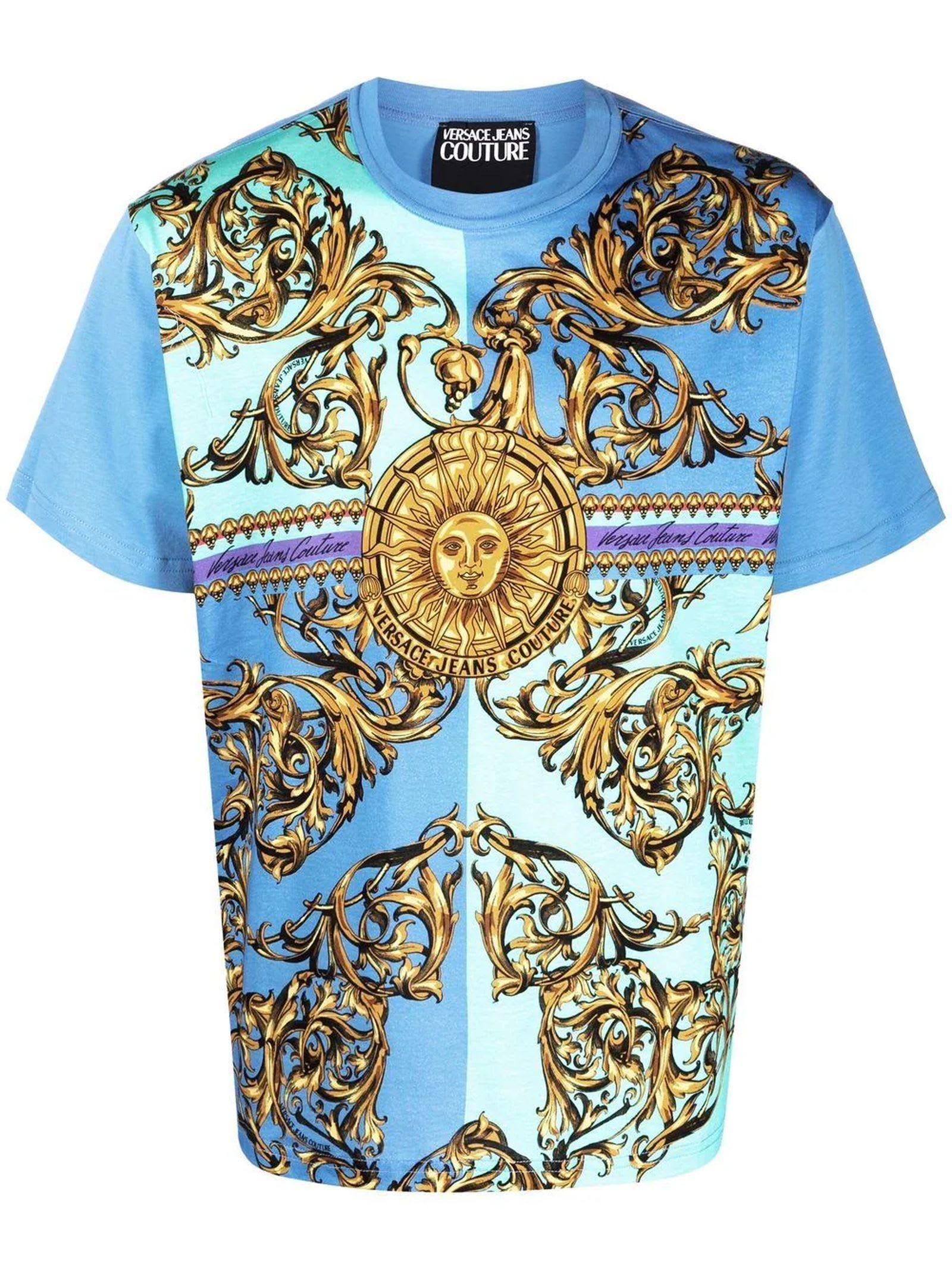 Versace - Beach Print Medusa T-Shirt Blu - Melijoe