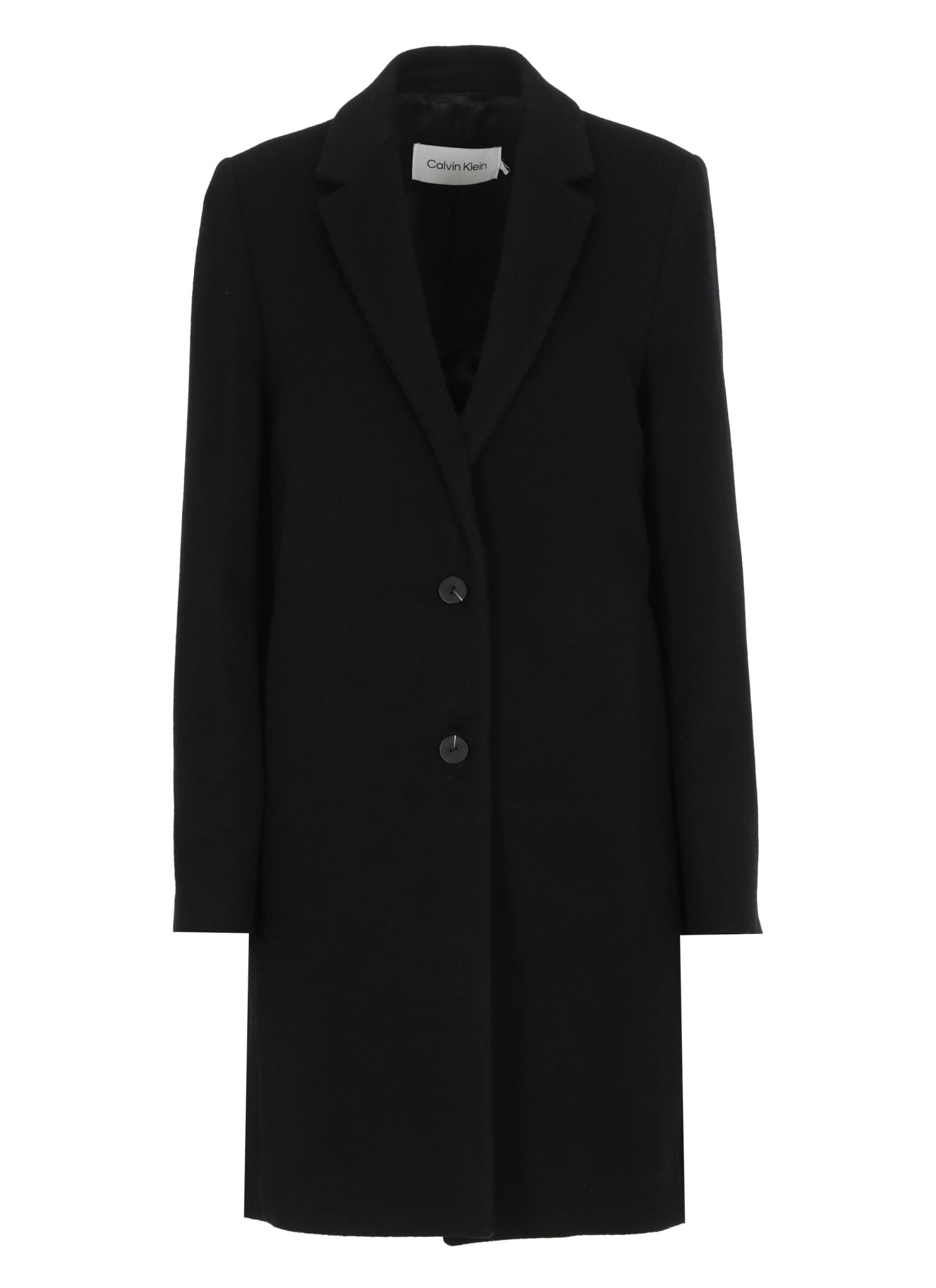 Calvin Klein Crombie Coat in Black | Lyst UK