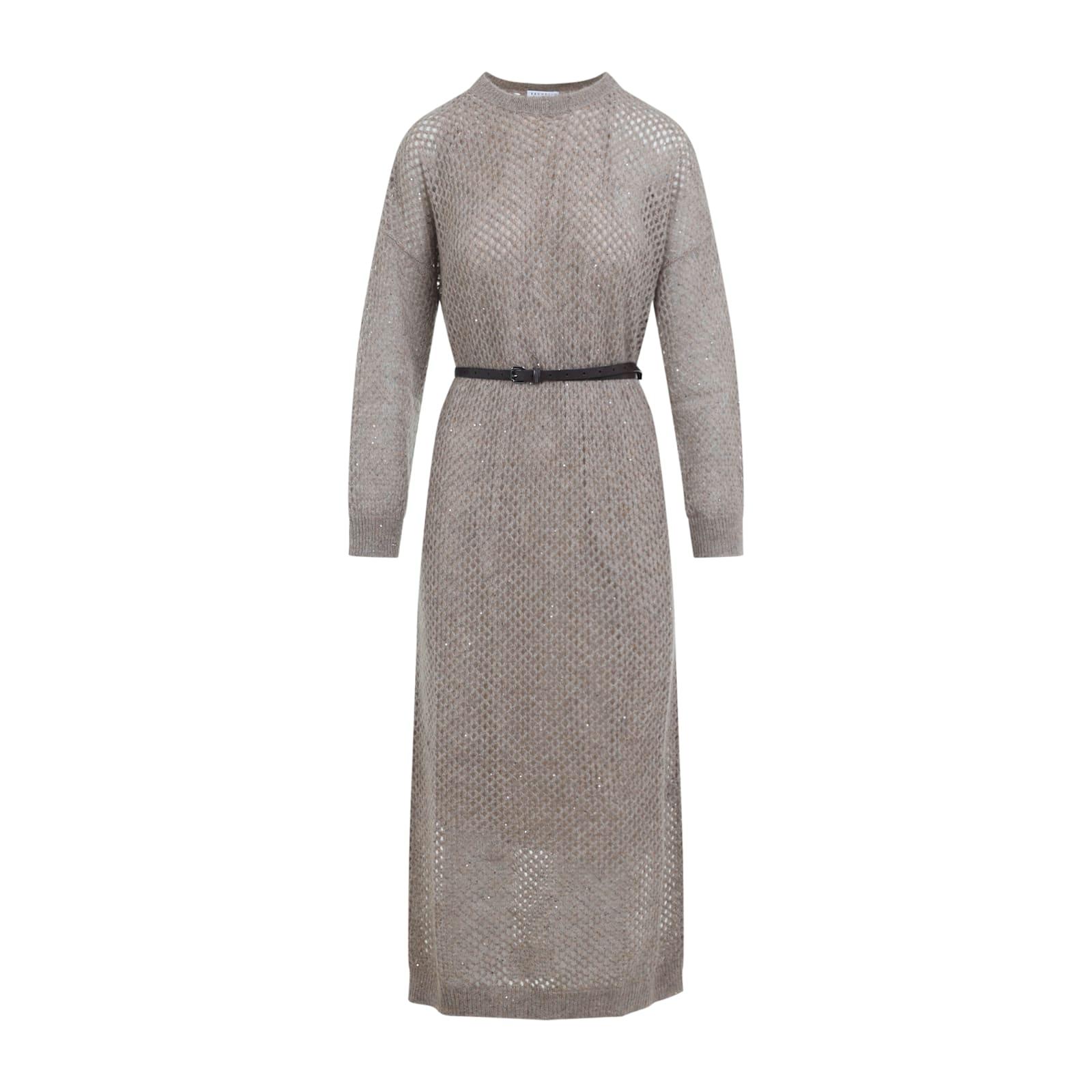ブルネロクチネリ Brunello Cucinelli Knit Long Dress Sparkling knit dress for Woman in Gold | Brunello Cucinelli