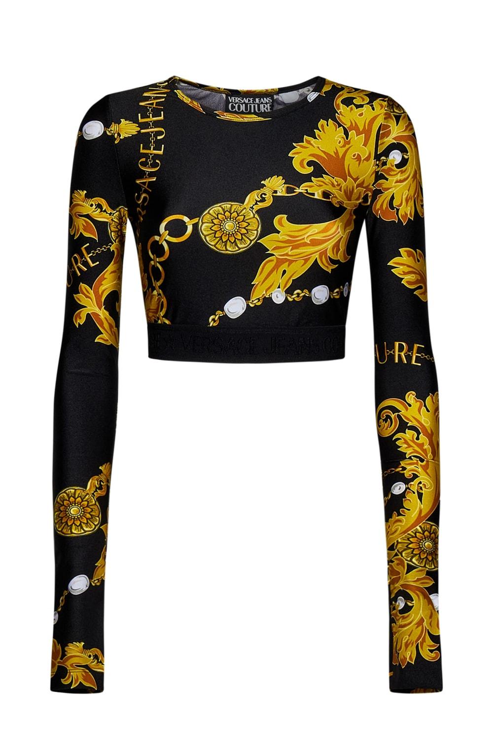 versace jeans couture logo band crop top