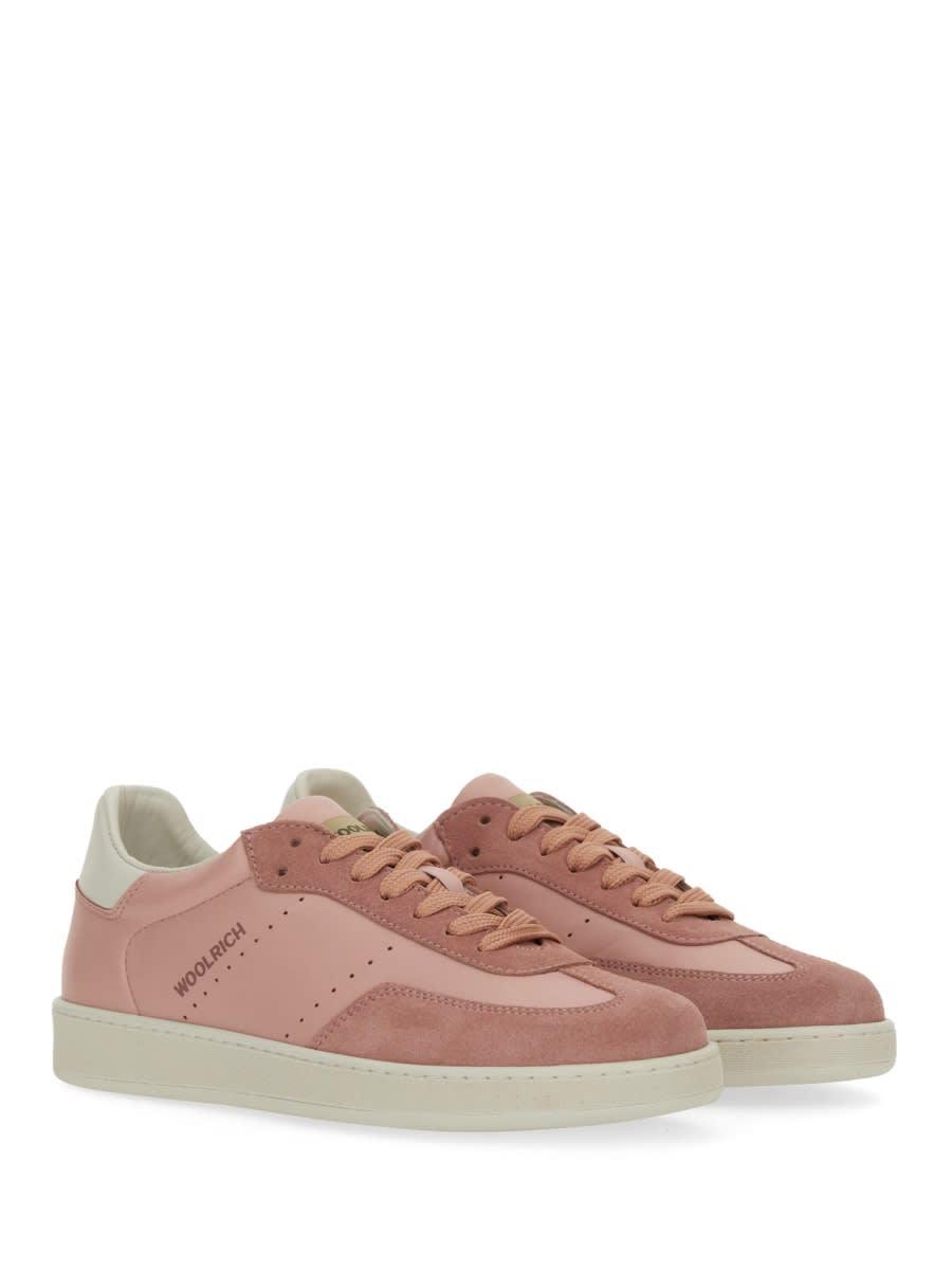 【関税&送料込】Woolrich Swing Court Sneaker Women's Swing Court Leather Sneakers with Suede Details