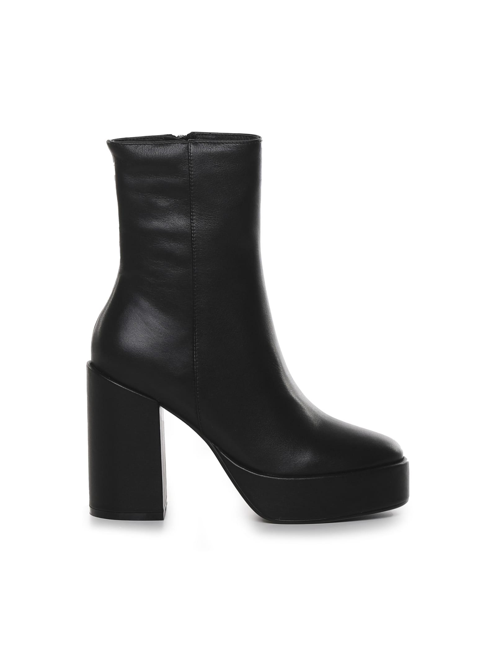 Bibi Lou Leather Boot With Heel in Black | Lyst