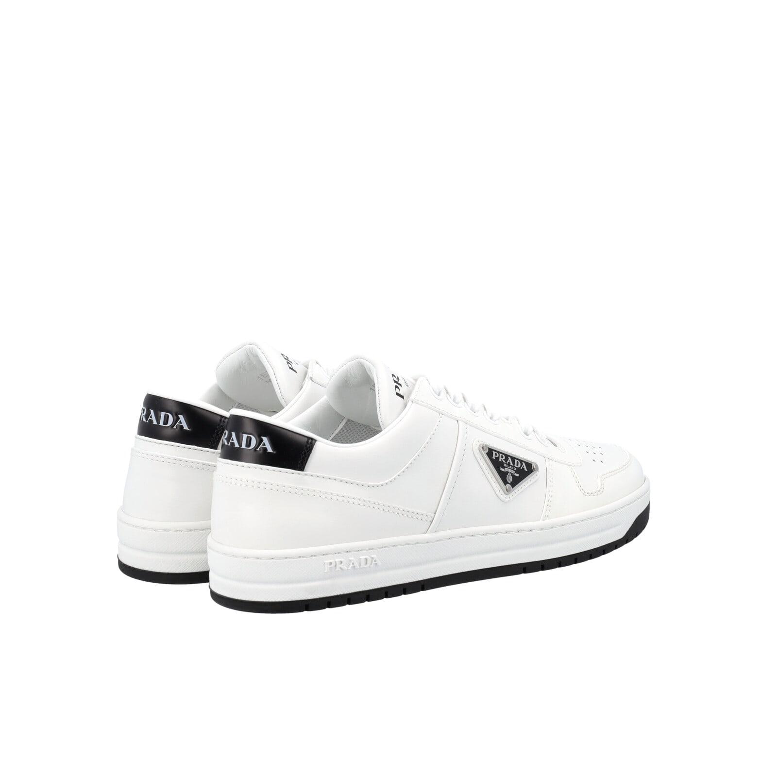 Prada Perforated Leather Sneakers in White/Black (White) - Lyst