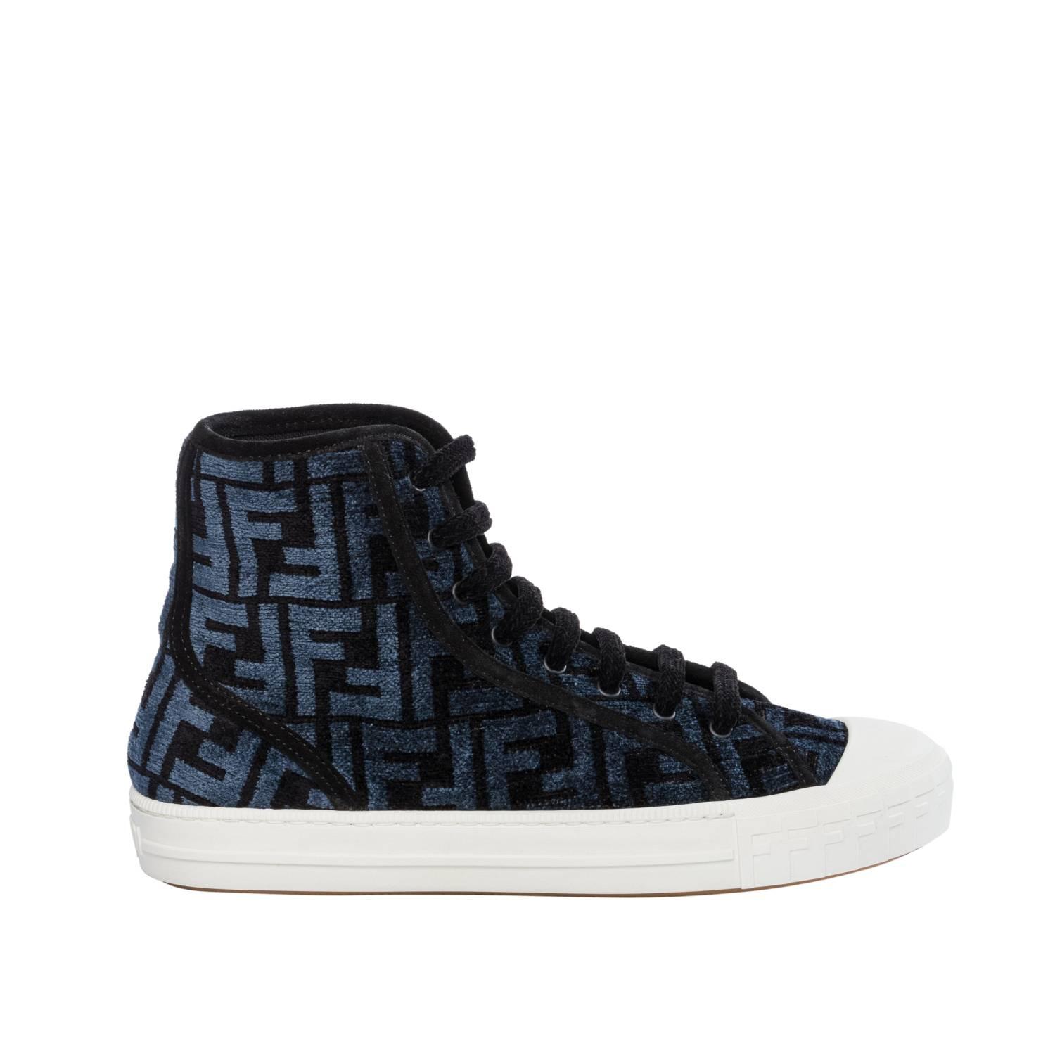Fendi Domino Ff Jacquard Sneakers in Blue | Lyst