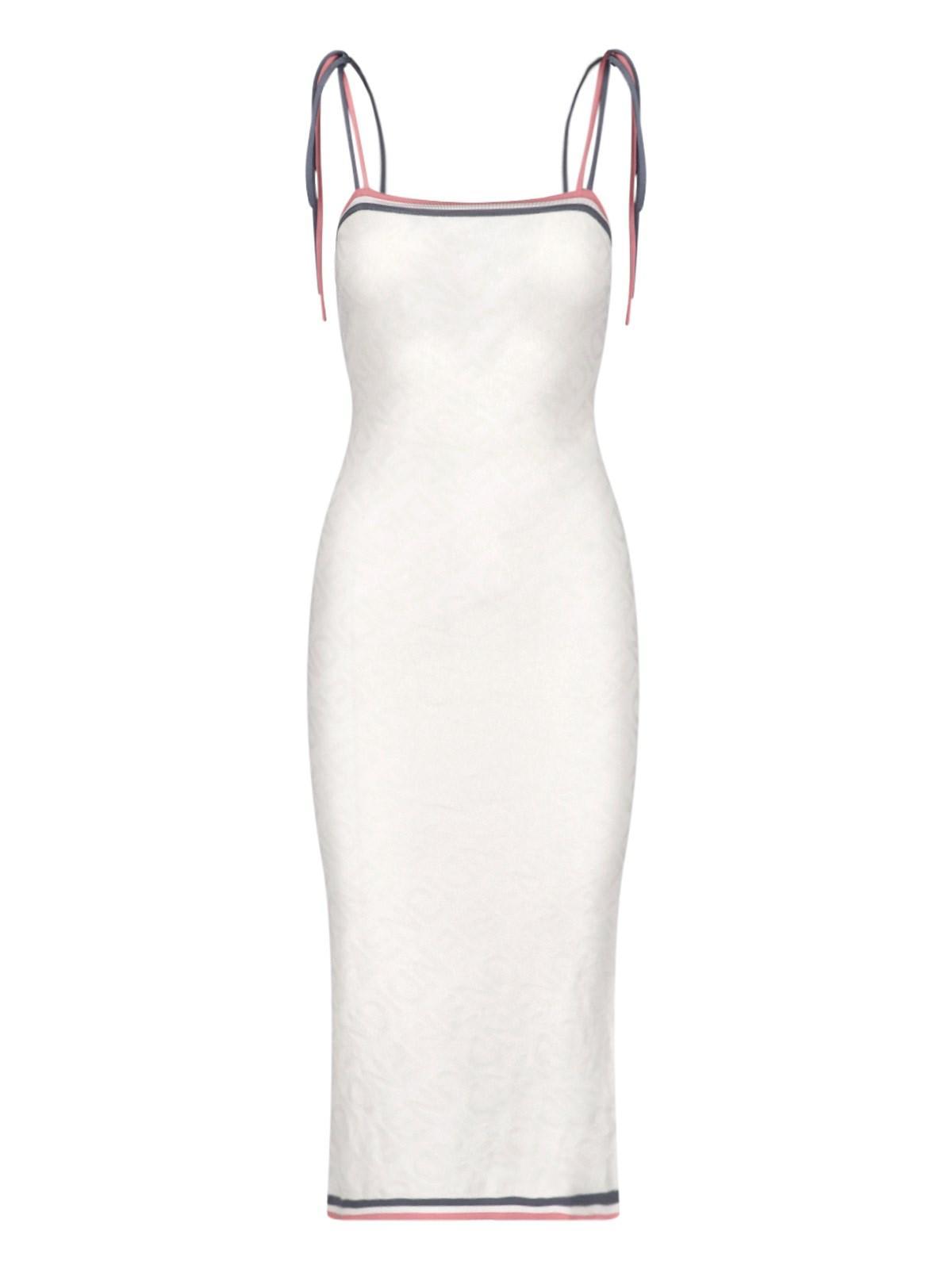 Fendi Logo Midi Dress in White | Lyst
