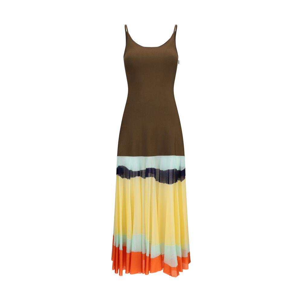 fendi casual dress Multicolor Viscose length double Siena Women's Sleeveless V-Neck Shoe size:10 4/8/24 Authentic fendi