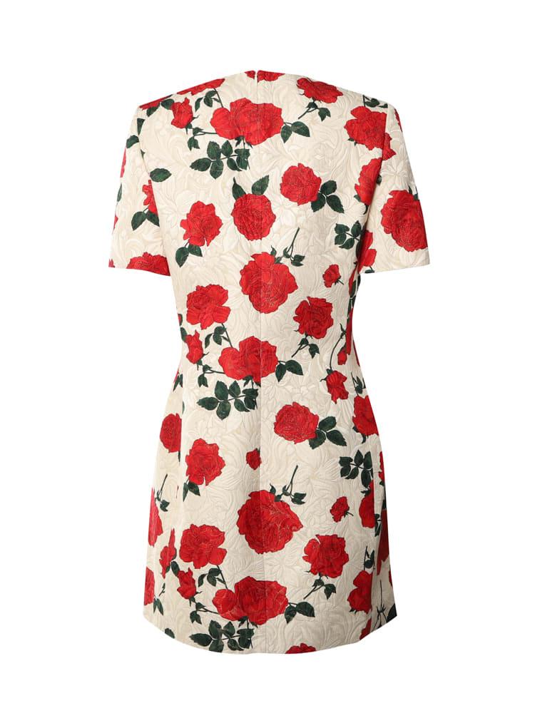 Saint Laurent Jersey Mini Dress With Jacquard Motif in Red | Lyst