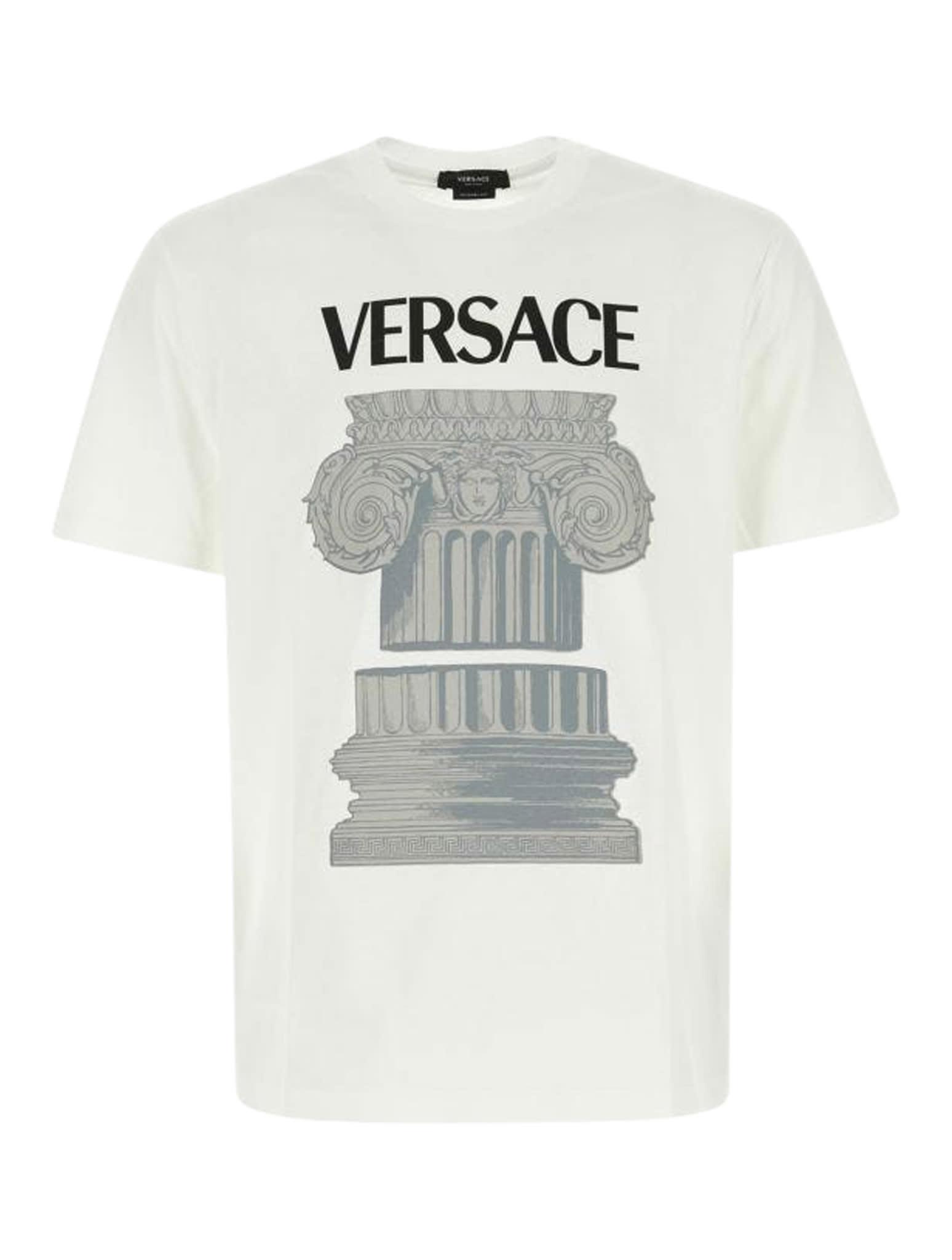 Versace T-shirt Compact Cotton Jersey Fabric + The Column Print in