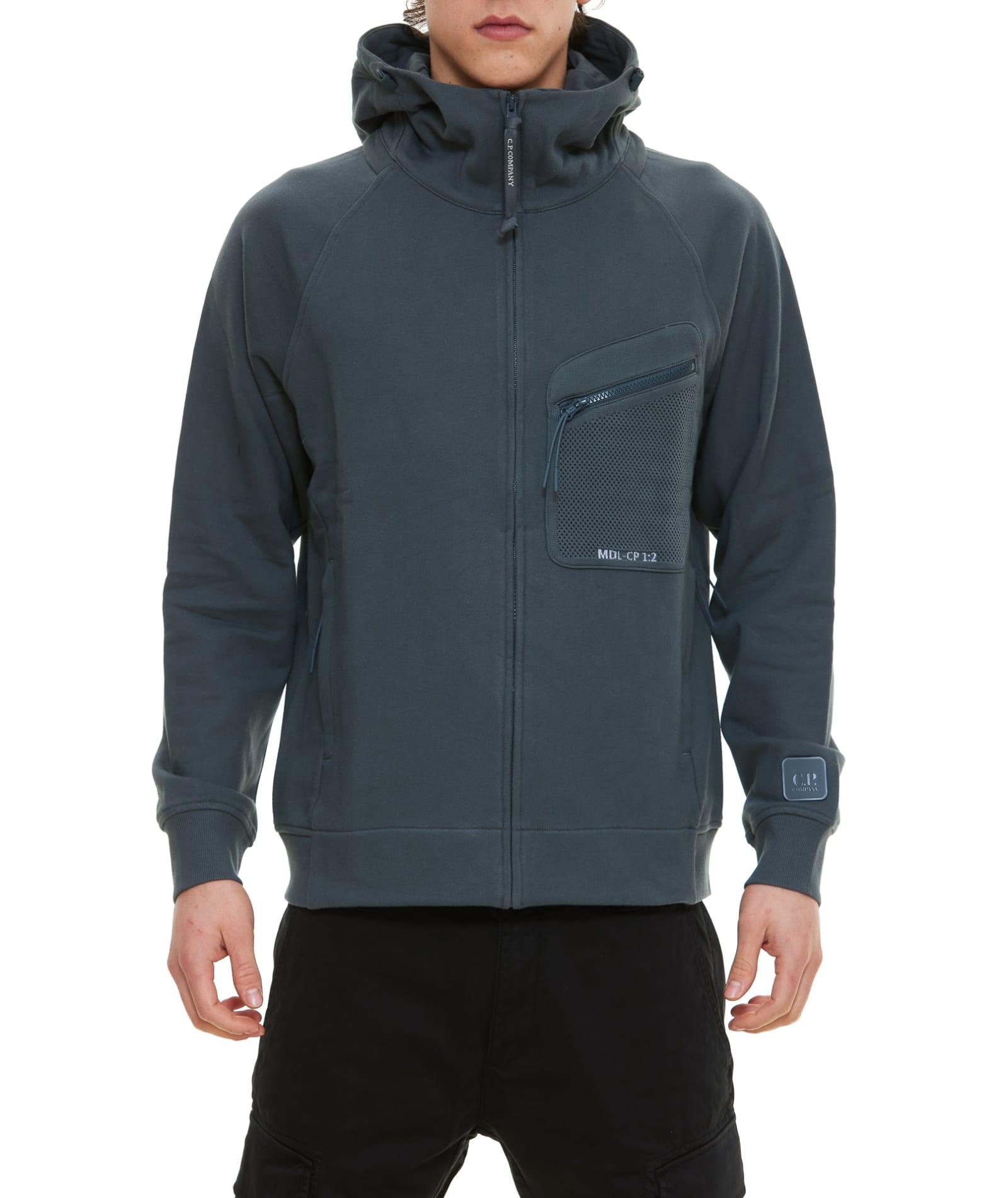 C.P. Company Metropolis Series Diagonal Fleece Zipped Hoodie in Blue for  Men | Lyst