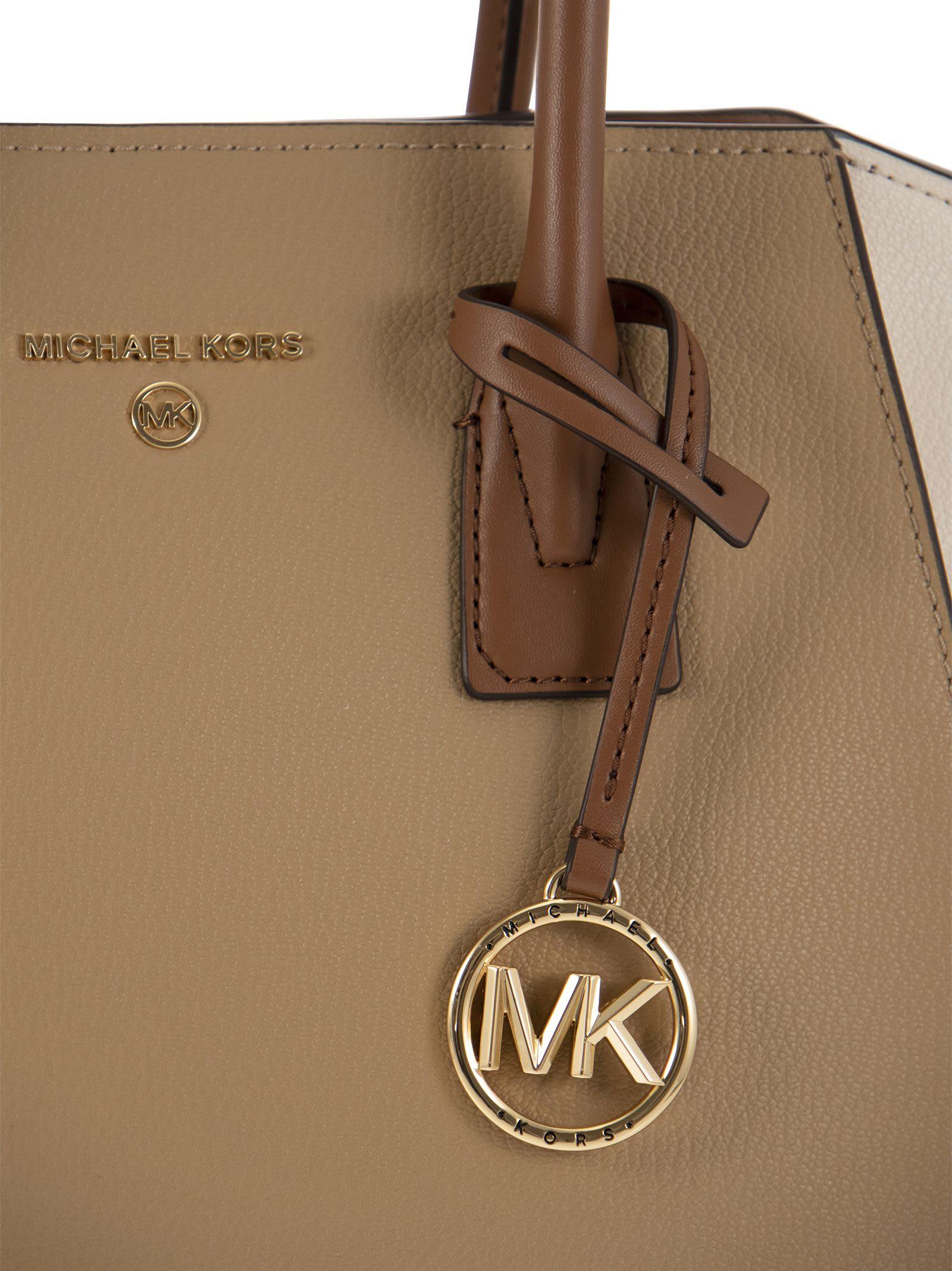 Michael Kors Avril Large Top Zip Satchel Shoulder Bag Mk Brown Mk Signature