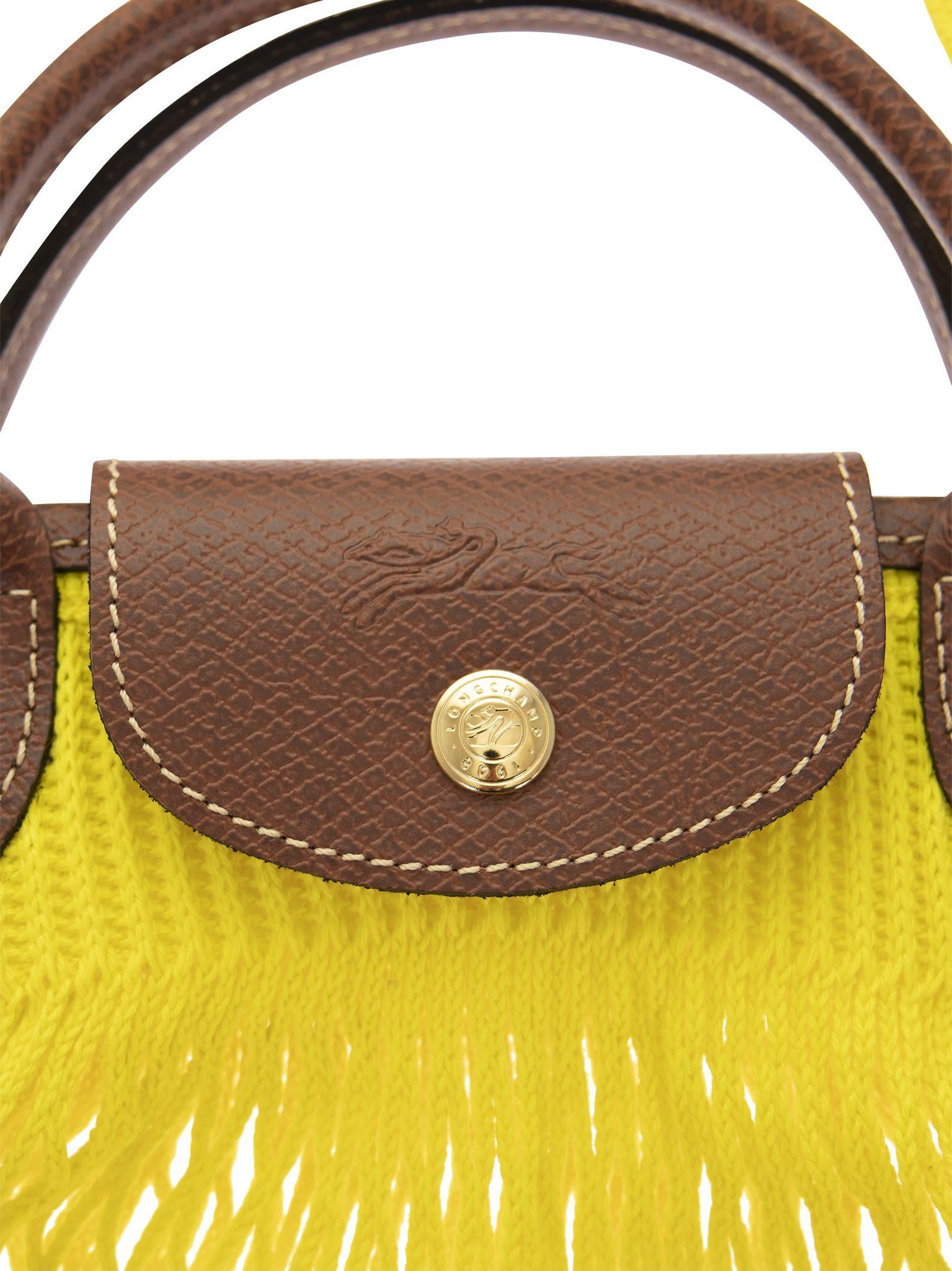 Longchamp `le Pliage Filet Tie And Dye` Net Top Handle Bag in Yellow