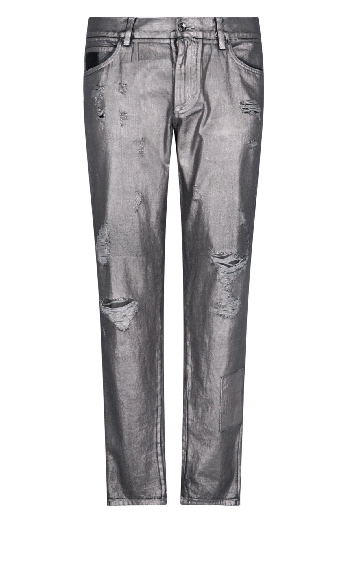 Dolce & Gabbana Coated Jeans in Gray for Men | Lyst