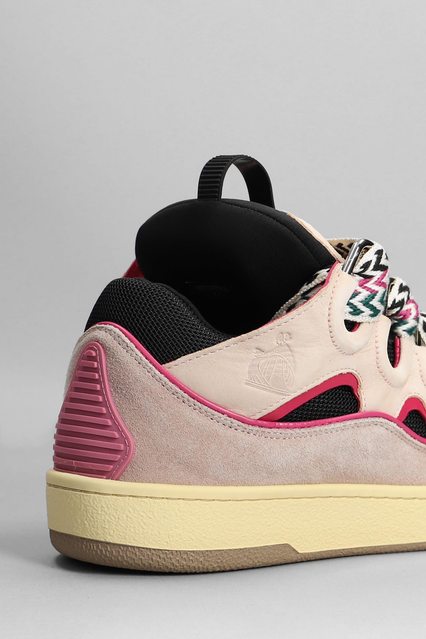 Lanvin Curb Sneakers In Rose-pink Suede And Leather for Men | Lyst