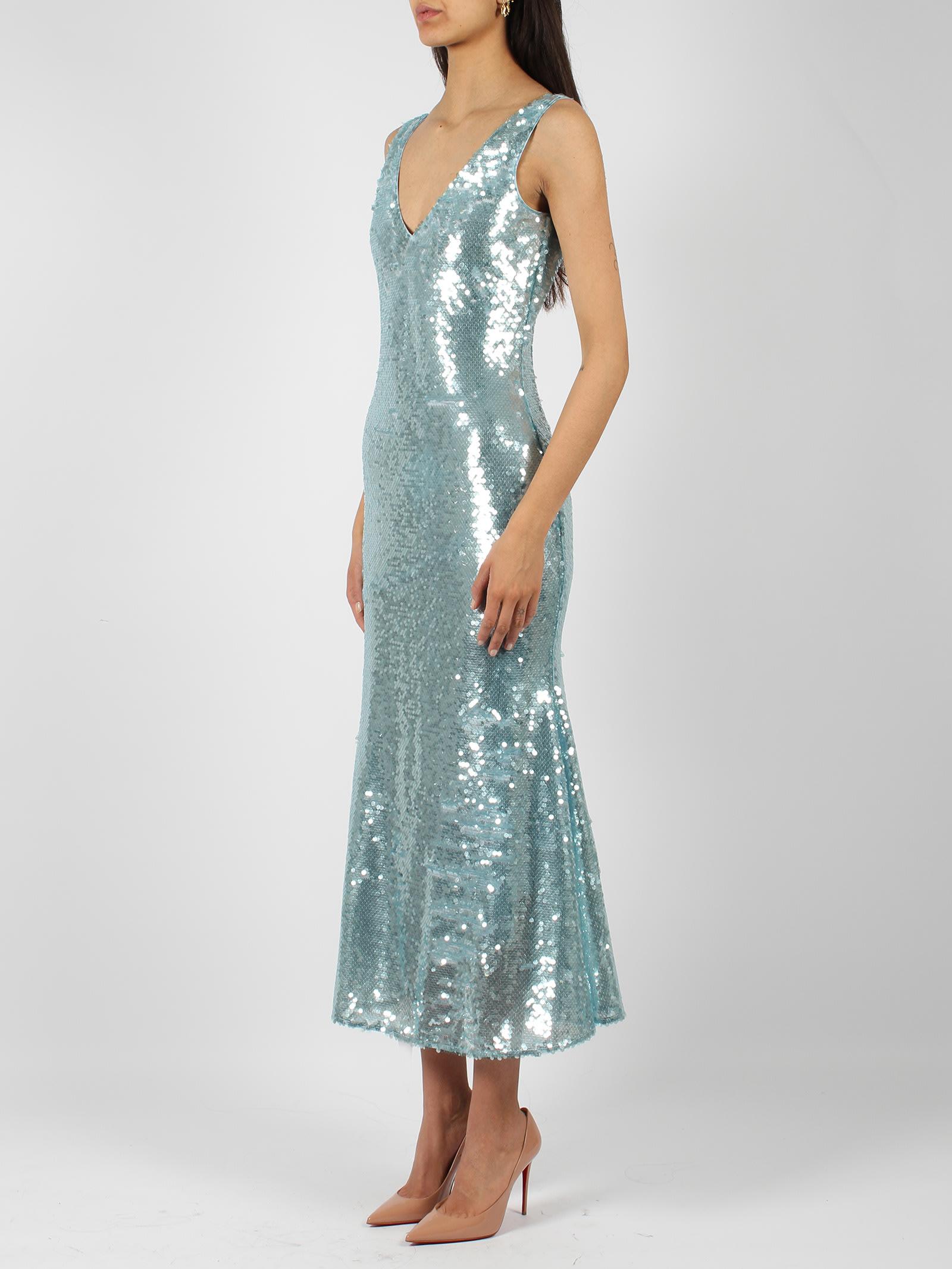 Self-Portrait Sequin V Neck Maxi Dress in Blue | Lyst