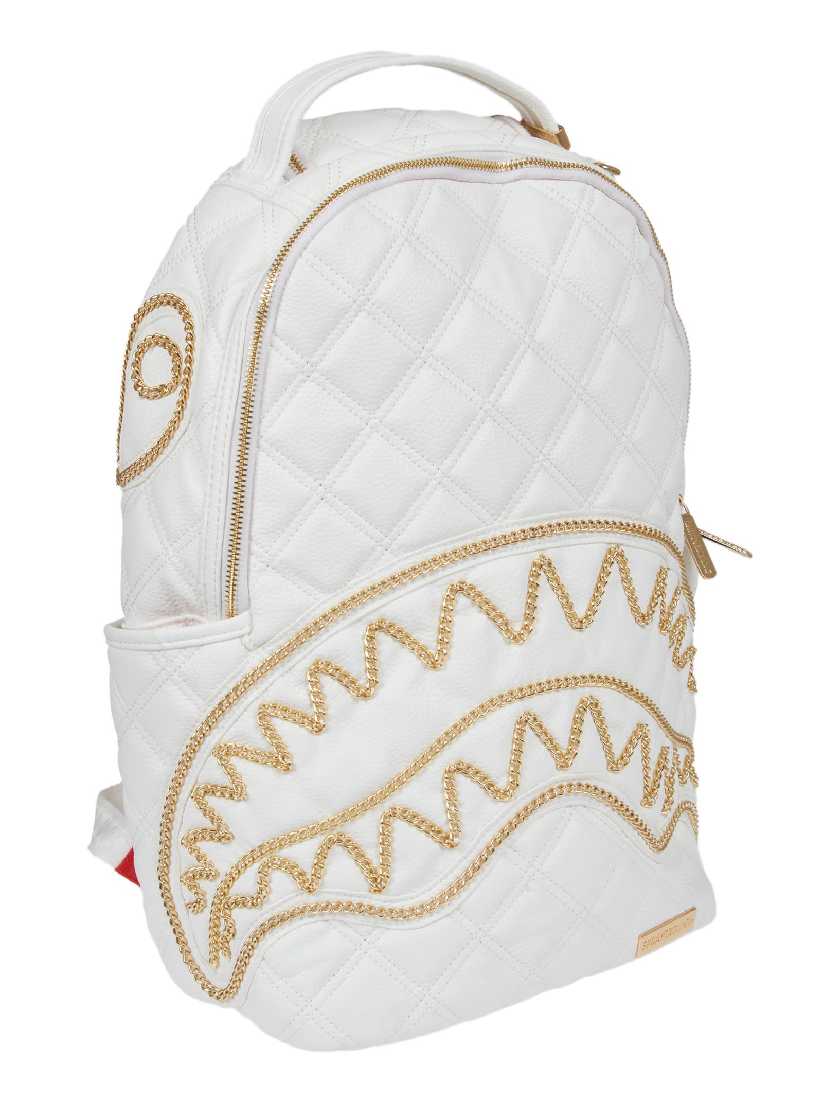 Sprayground And Gold Backpack in White