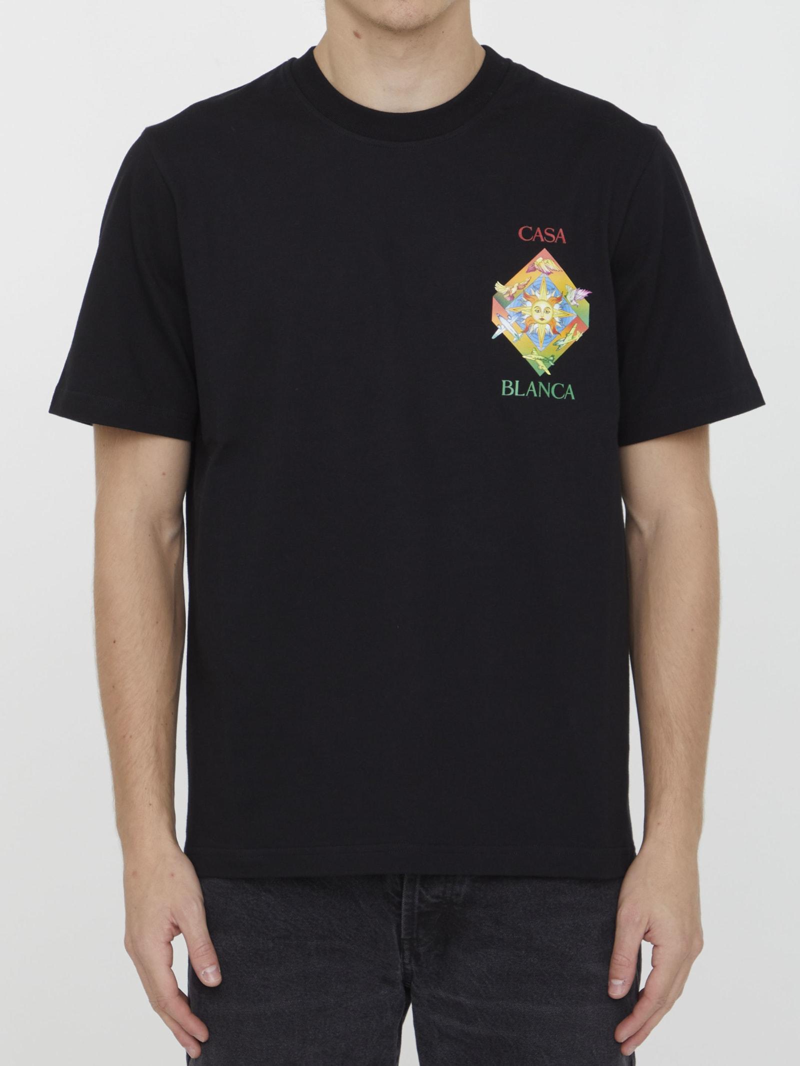 CASABLANCA Les Elements Organic Cotton T-Shirt in Black for