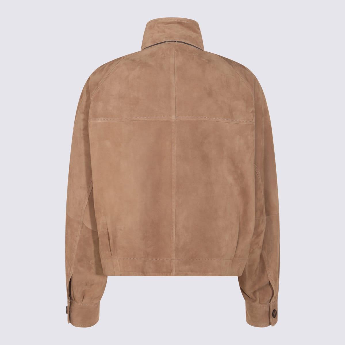 レザージャケット・コート Brunello Cucinelli Brown Cold Suede Leather Jacket Brunello Cucinelli Suede Biker Jacket | Brown | FARFETCH