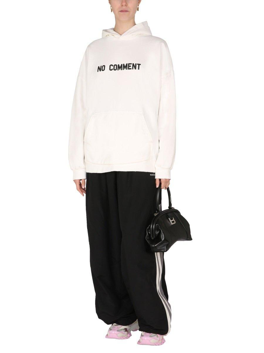 Balenciaga Slogan Printed Hoodie in White | Lyst