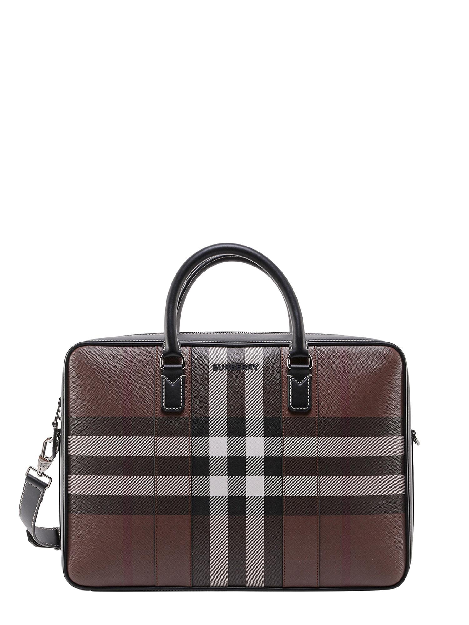Burberry Leather Closure With Zip Briefcases in Black for Men | Lyst