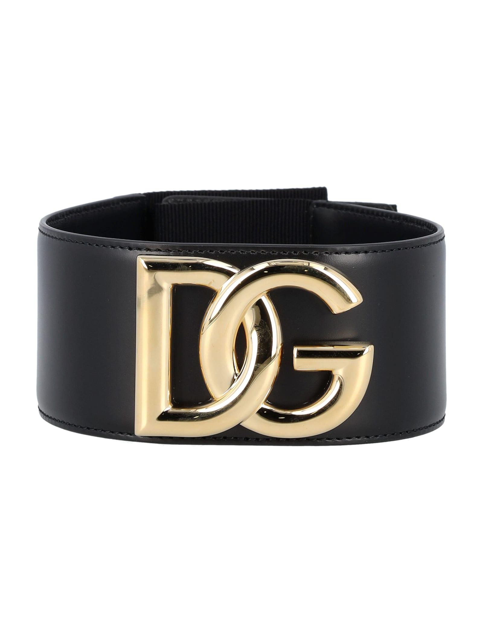 Dolce & Gabbana Stretch Band And Lux Leather Belt With Dg Logo in Black |  Lyst
