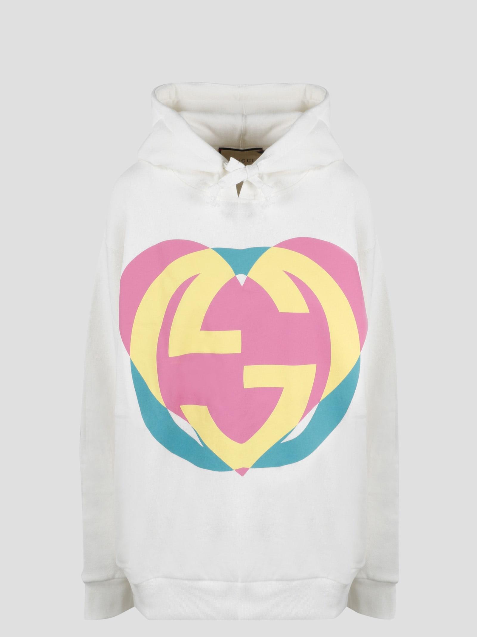 Gucci Interlocking G Heart Sweatshirt in White for Men | Lyst UK