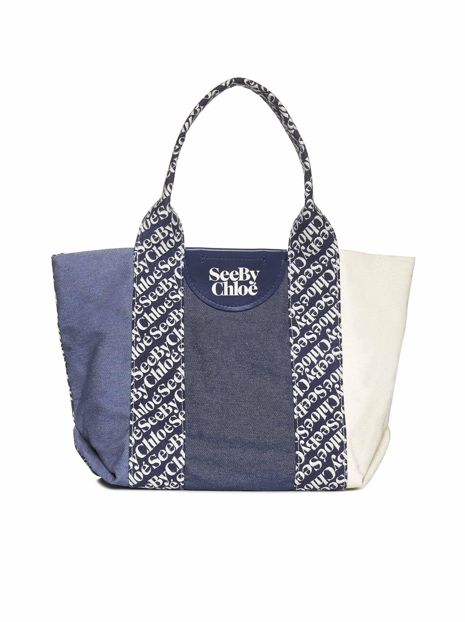 See By Chloé Letizia Denim Small Tote Bag in Blue | Lyst