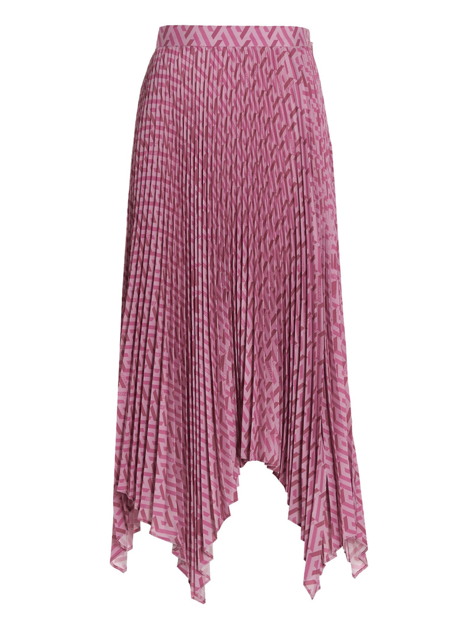 Versace Logo Pleated Skirt in Purple | Lyst