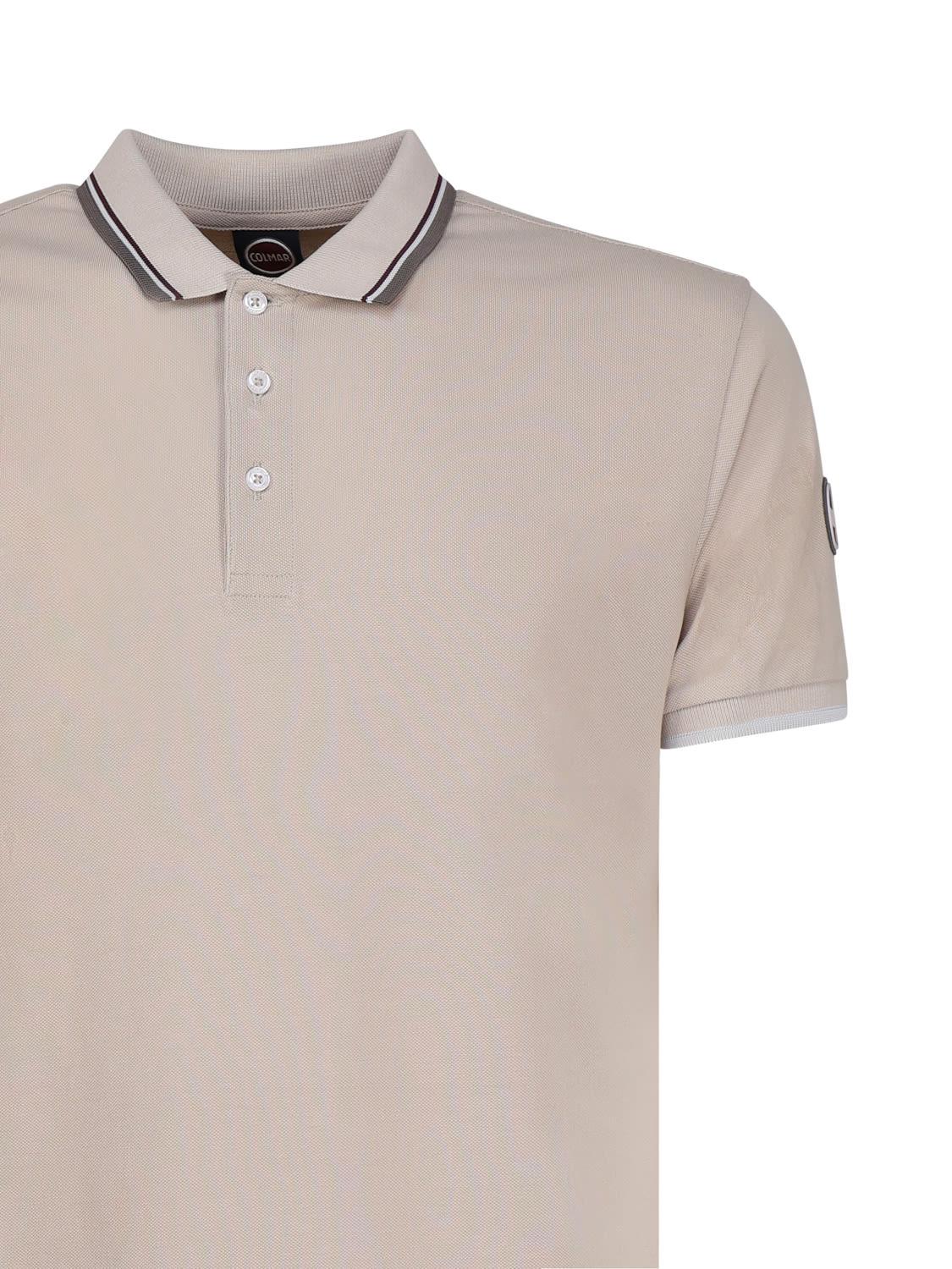 Colmar Piqué Polo Shirt With Stripes On The Collar in Natural for Men | Lyst