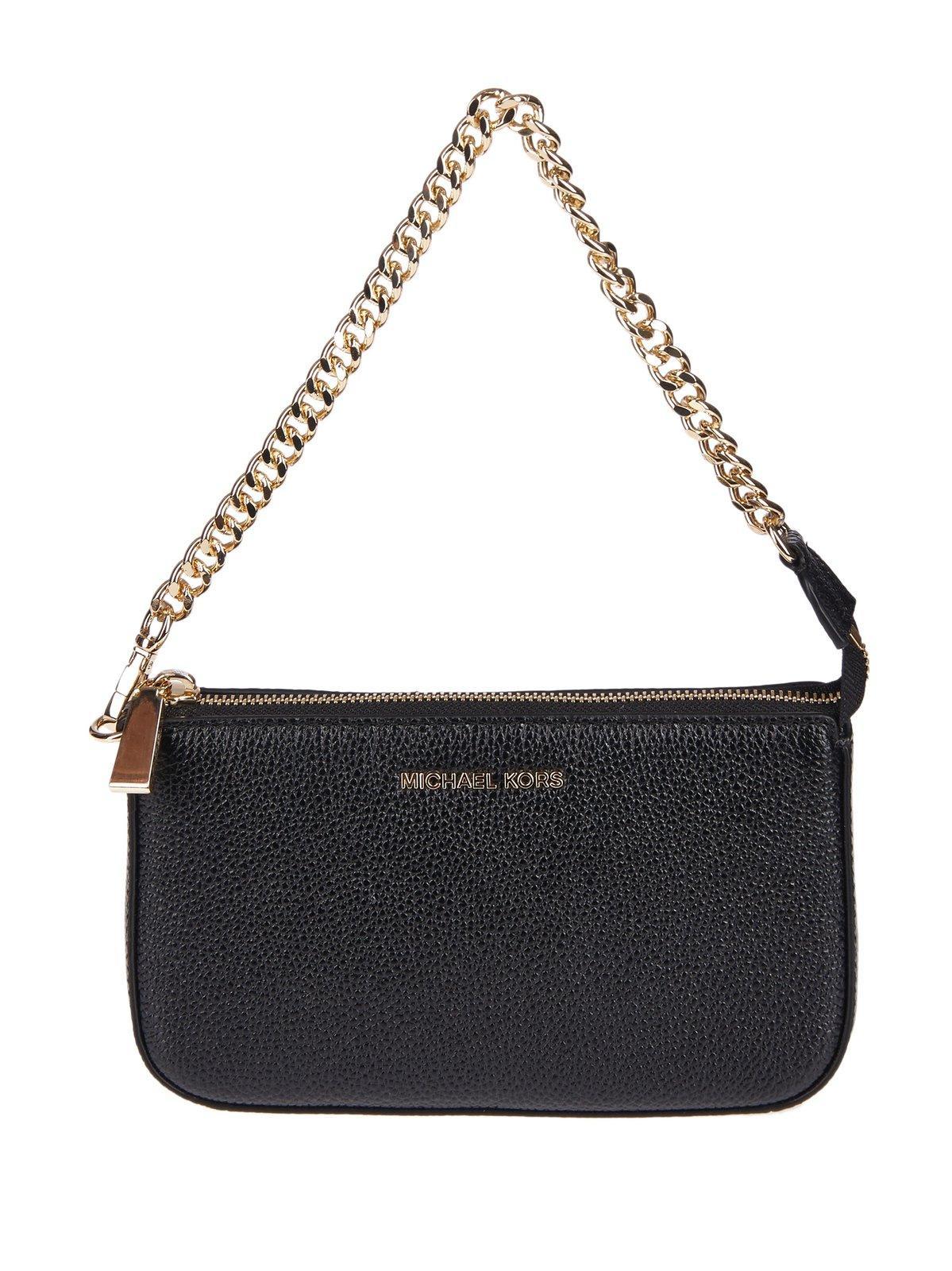 MICHAEL Michael Kors Jet Set Logo Plaque Clutch Bag in Black | Lyst