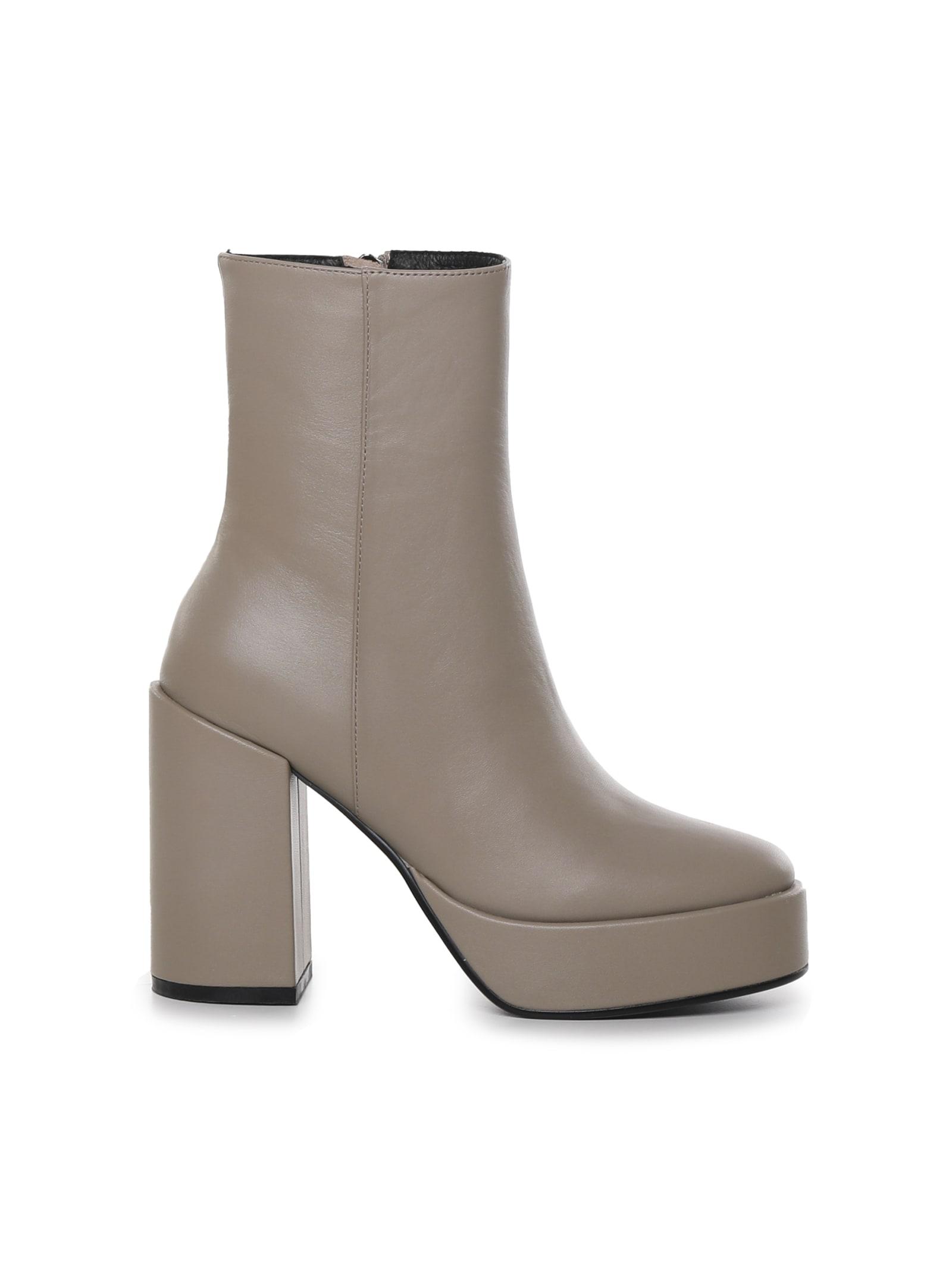 Bibi Lou Leather Boot With Heel in Gray | Lyst