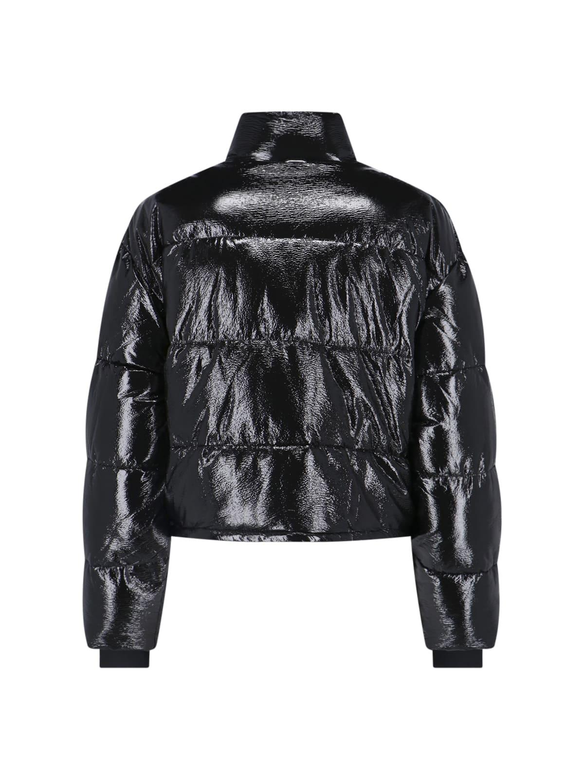 Crop Jacket Womens Black Vinyl Puffer Jacket Cropped Puffer