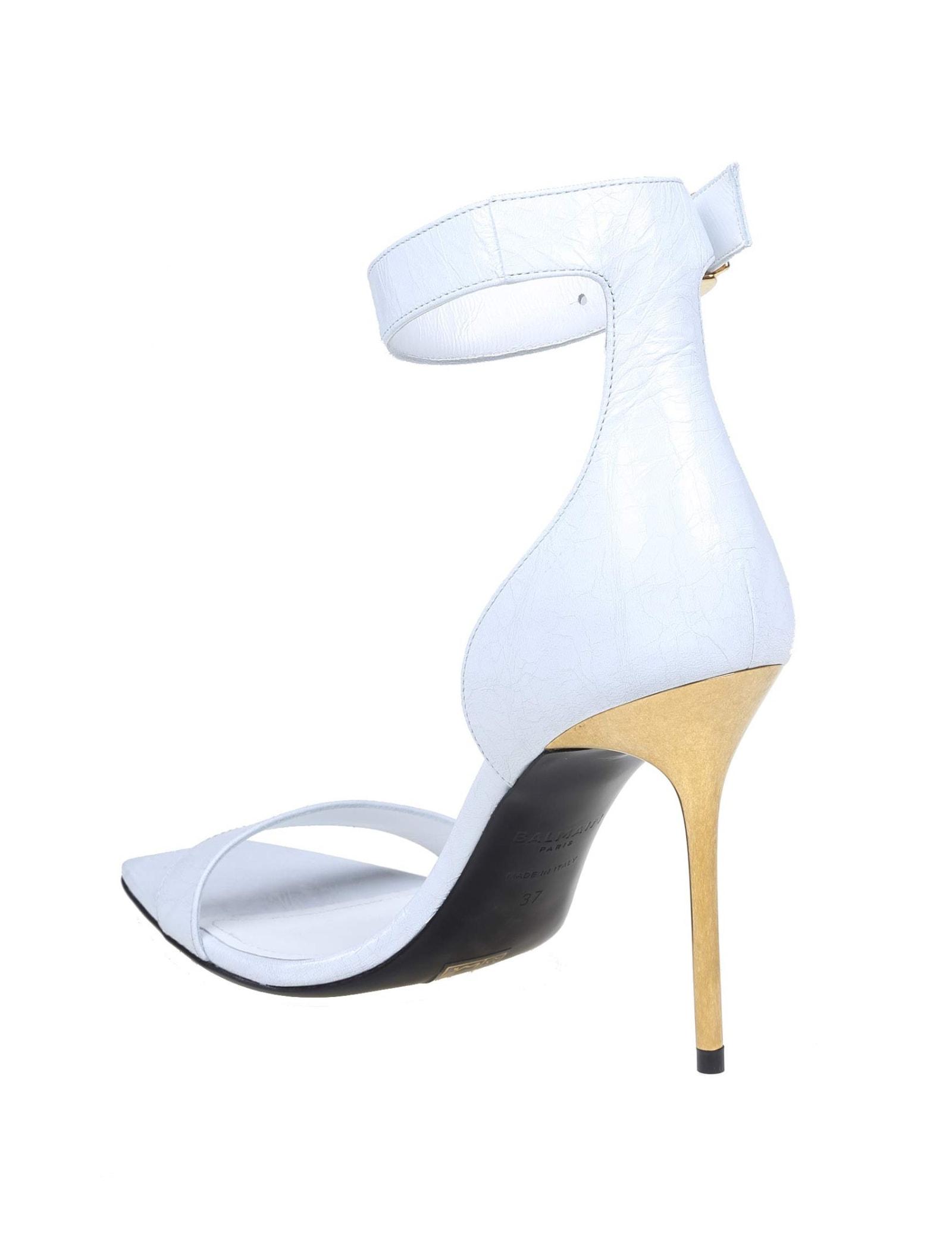 Balmain Uma Sandals In Leather in White Womens Shoes Heels Sandal heels Save 53% 
