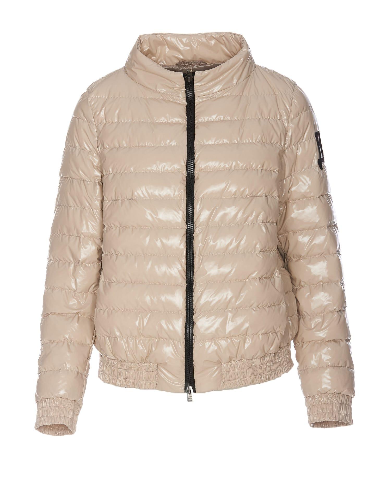Herno Gloss Bomber Jacket in Natural | Lyst