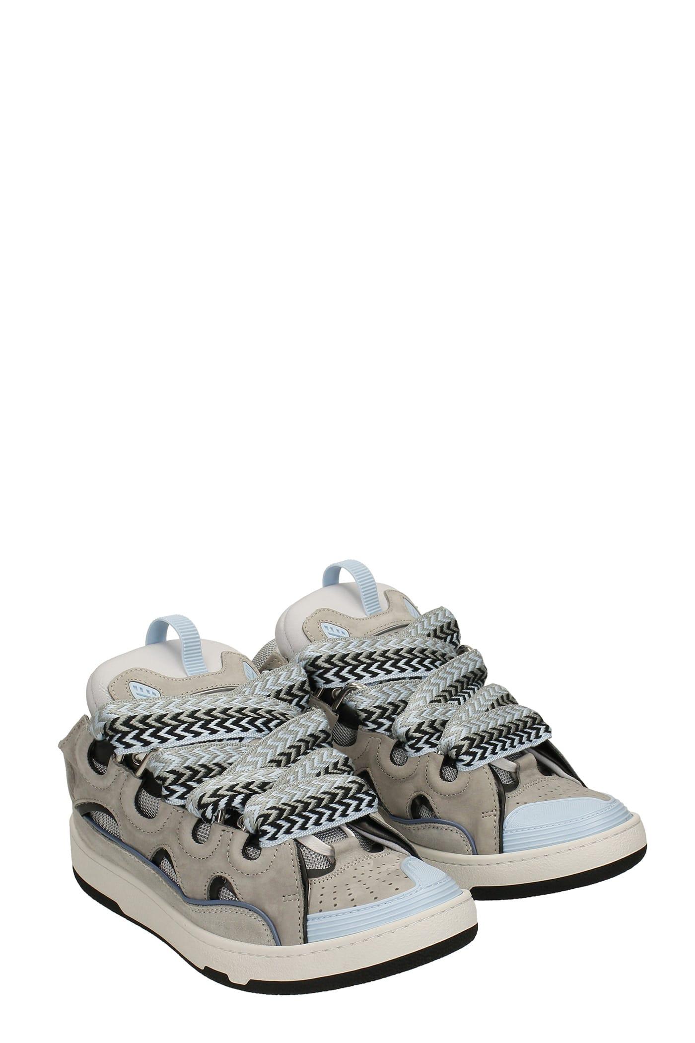 Lanvin Curb Sneakers In Suede And Leather in Gray for Men | Lyst