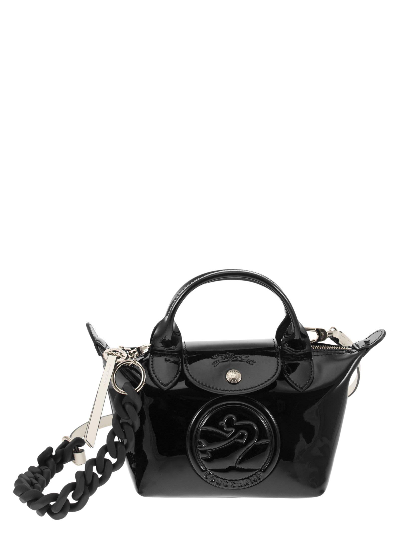 Longchamp Le Pliage Cuir Xs Leather Top-Handle Bag Black