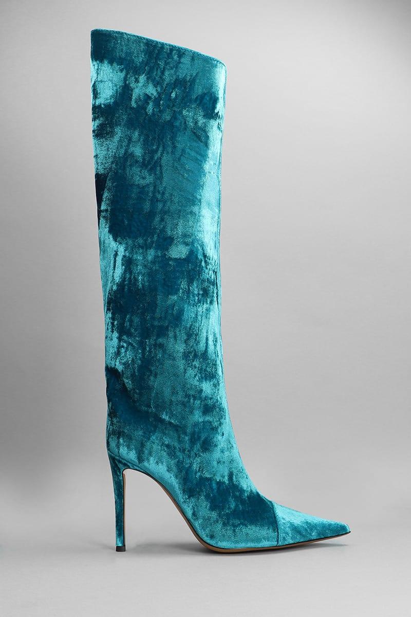 Velvet high cheap heel boots