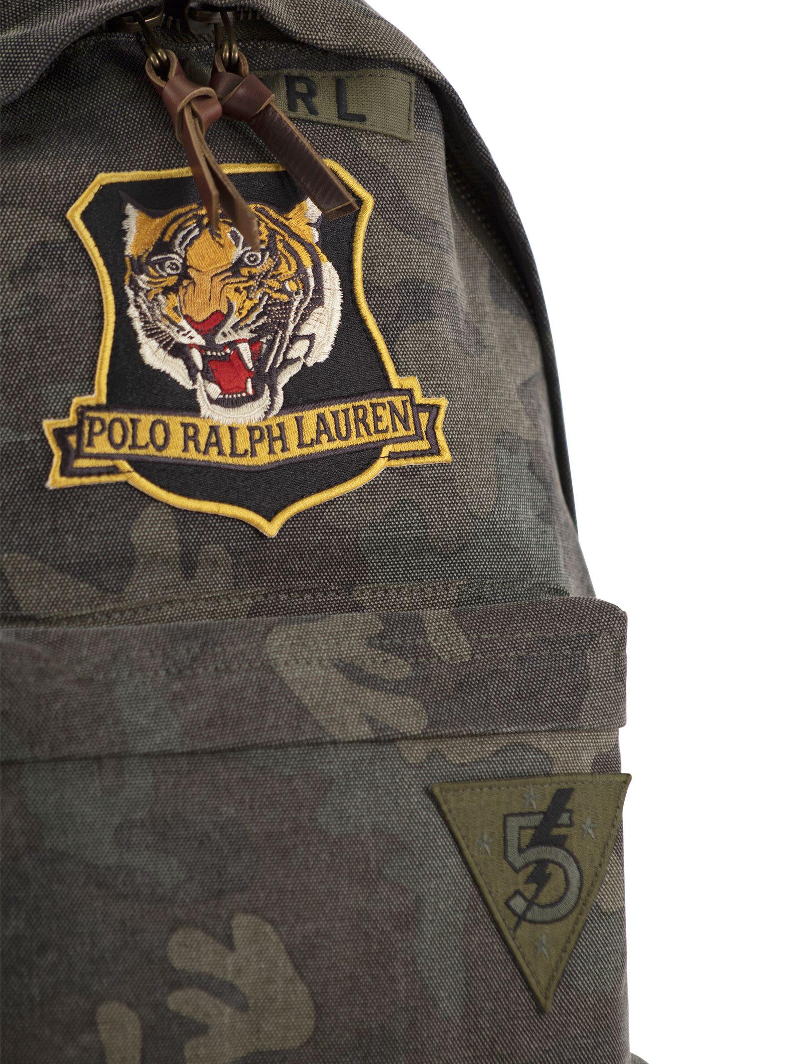 Polo Ralph Lauren Camouflage Canvas Backpack With Tiger in Gray 