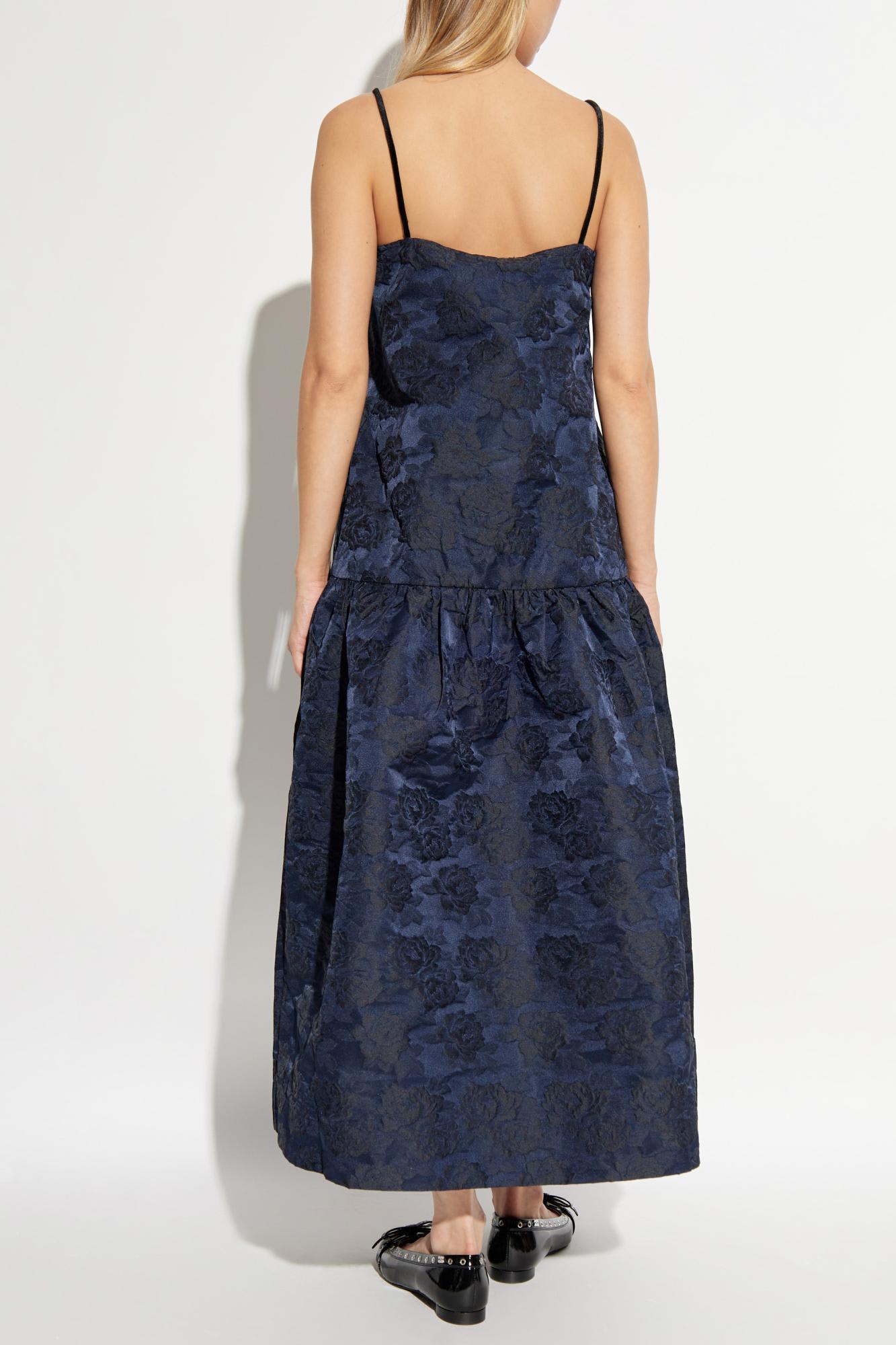 ganni blue silk dress Shiny Taffeta Long Dress main image 1