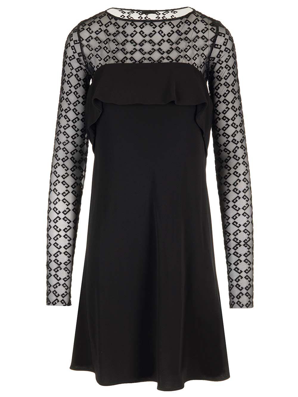 GIVENCHY★Givenchy Mini Dress With Tulle Pattern BW22AZ20H1 Givenchy Jersey And Tulle Mini Dress Dresses in Black | Lyst