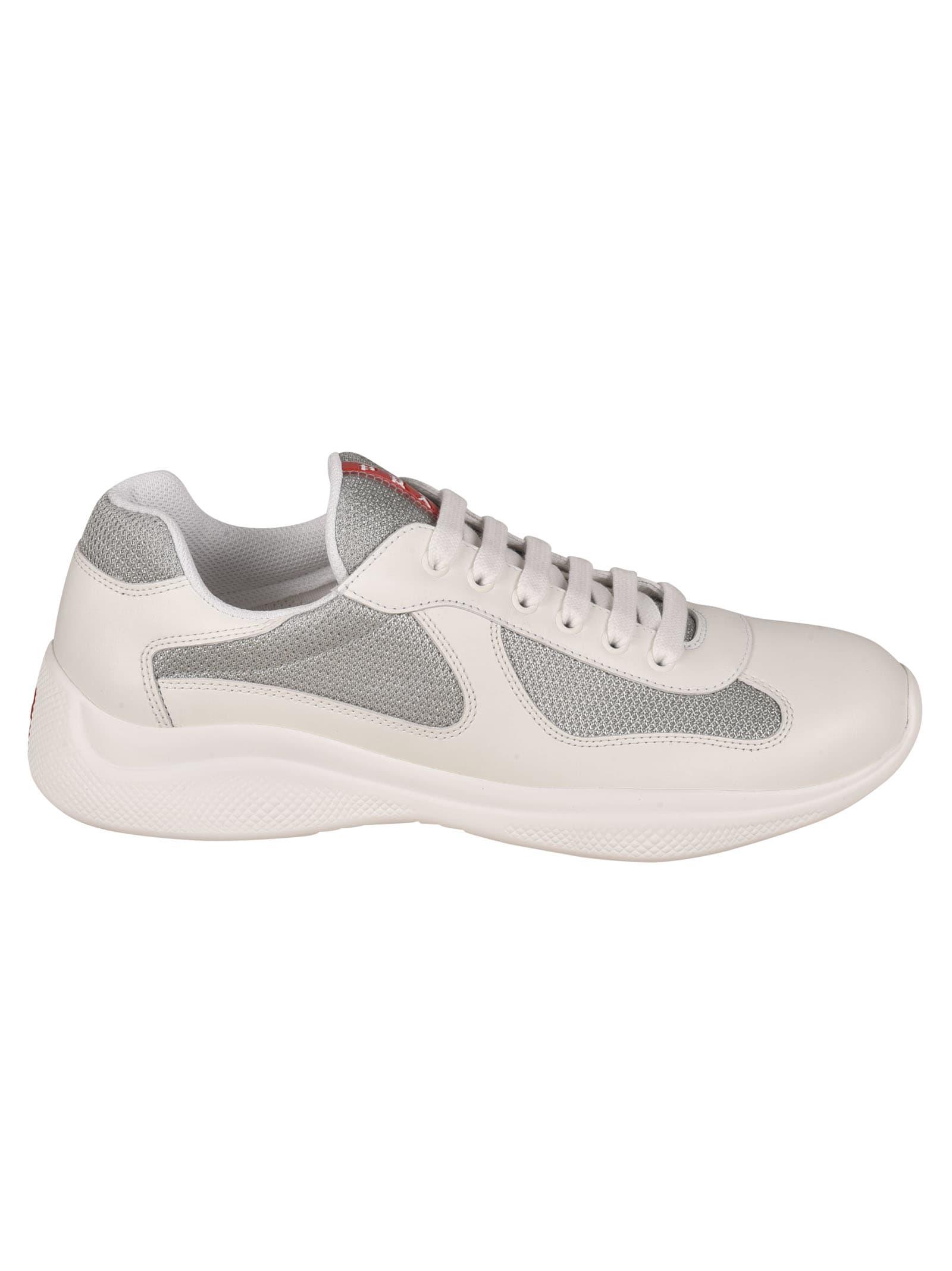 Prada Mesh Sneakers in White/Silver (White) for Men | Lyst