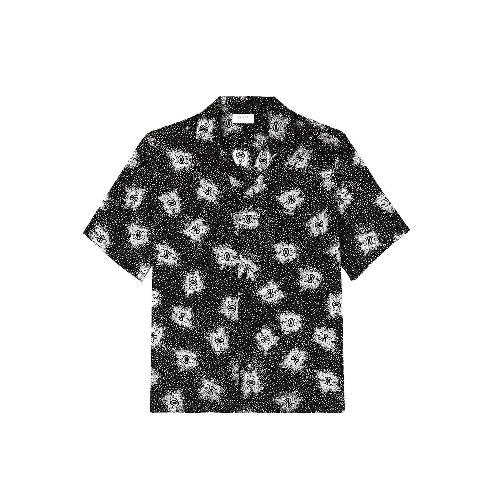 Tシャツ・カットソー CELINE | SQUARE COLLAR TOP IN UNDERPINNING SILK Celine polka dot silk classic collar shirt men - Glamood Outlet