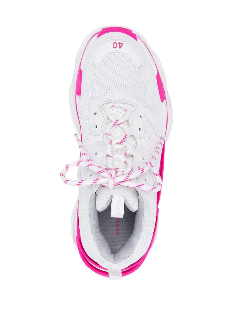 Balenciaga White And Pink Triple S Sneakers | Lyst