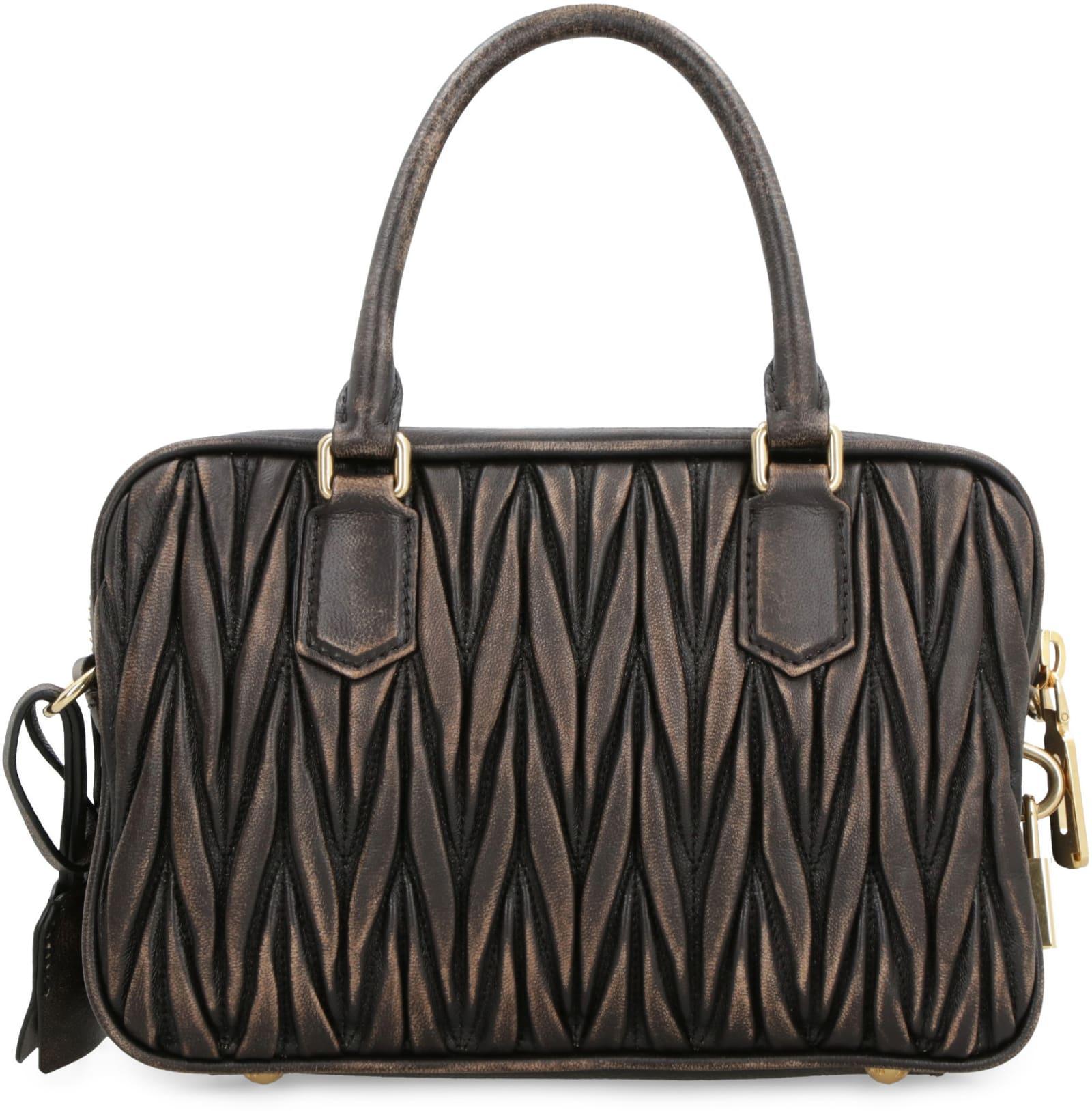 Miu Miu Leather Boston Bag Black – Amber Handbags