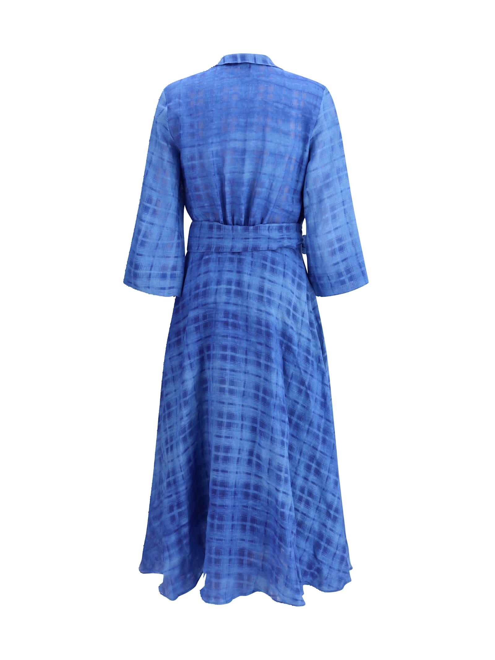 【SARA ROKA】Check chemisier Dress LAPIS BLUE GINGHAM Sara Roka Check Chemisier Dress in Blue | Lyst